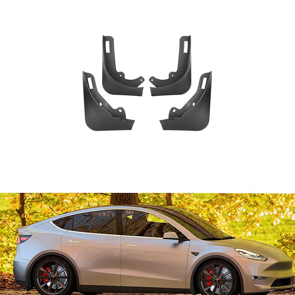 4 Pcs ABS Front & Rear Mudguards for Tesla Model Y 2021 - No Drill Mud Flaps Splash Guards, Durable Car Fender Accessories | Perfect for All-Weather Protection & Off-Road Driving