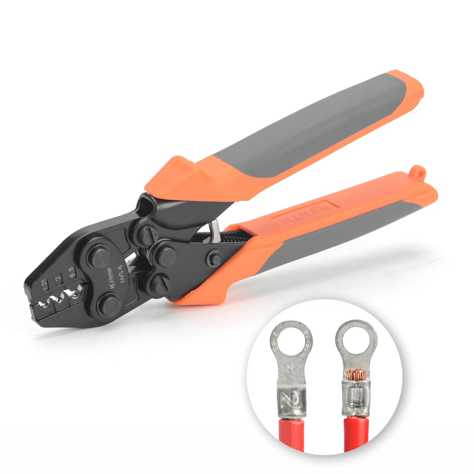 IWS 6 Non-Insulated Terminal Crimping Tool for AWG 16-10 - Professional Butt, Splice, Open & Plug Connectors - Perfect for Automotive, Electrical & DIY Projects