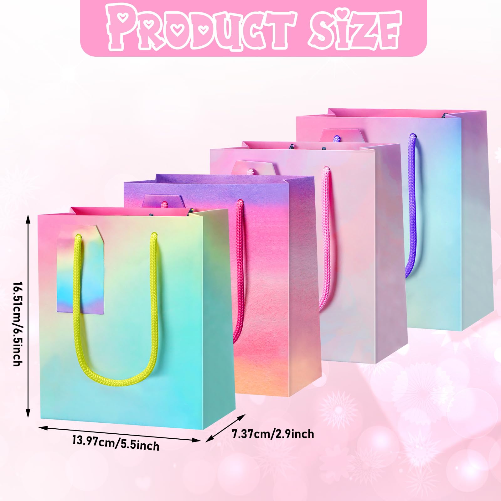60 Pcs Pastel Gift Bags with Handles - 5.5