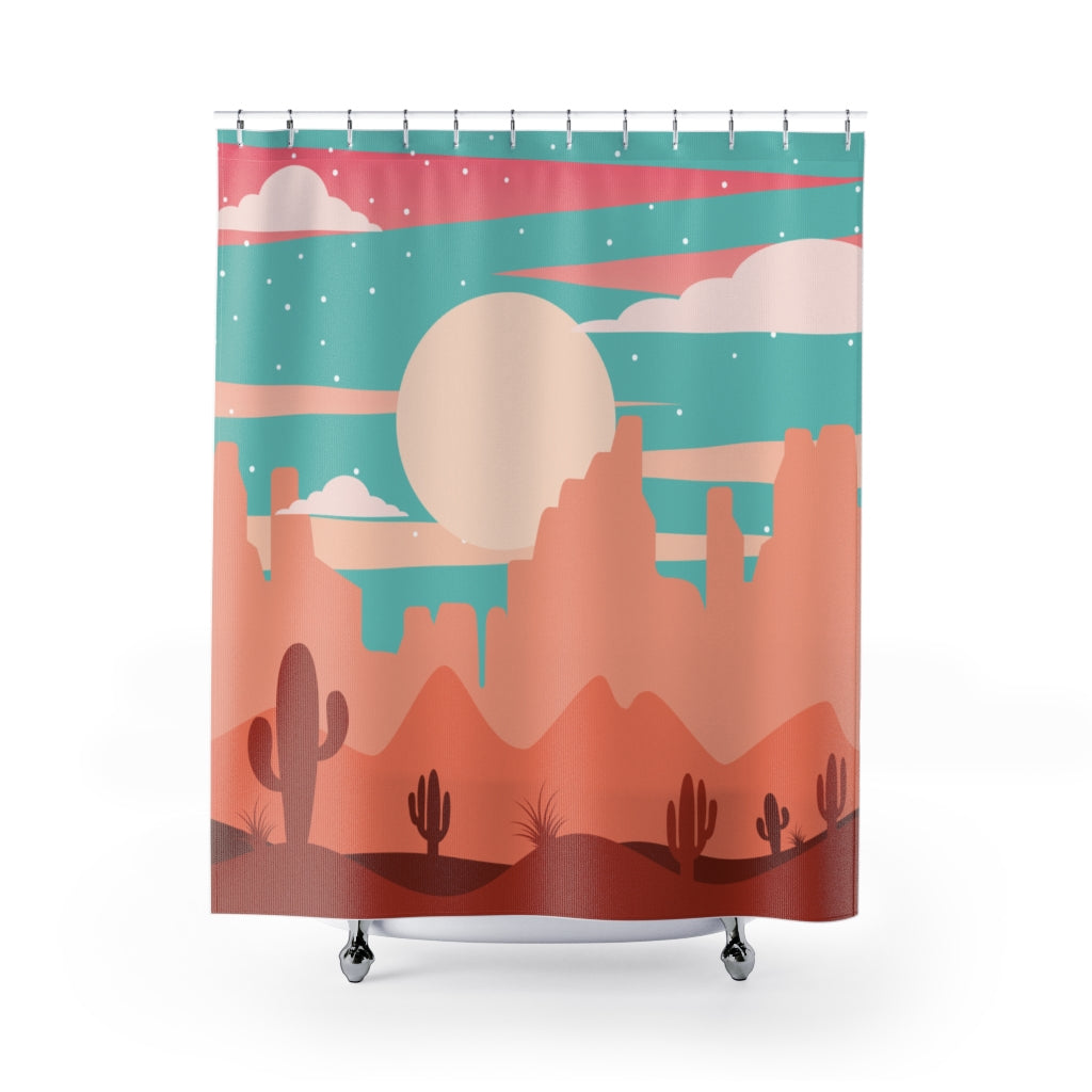 Southwestern Desert Scene Shower Curtain - Waterproof Bathroom Decor for Boho & Western Style Homes | Perfect for Southwest-Themed Bathrooms