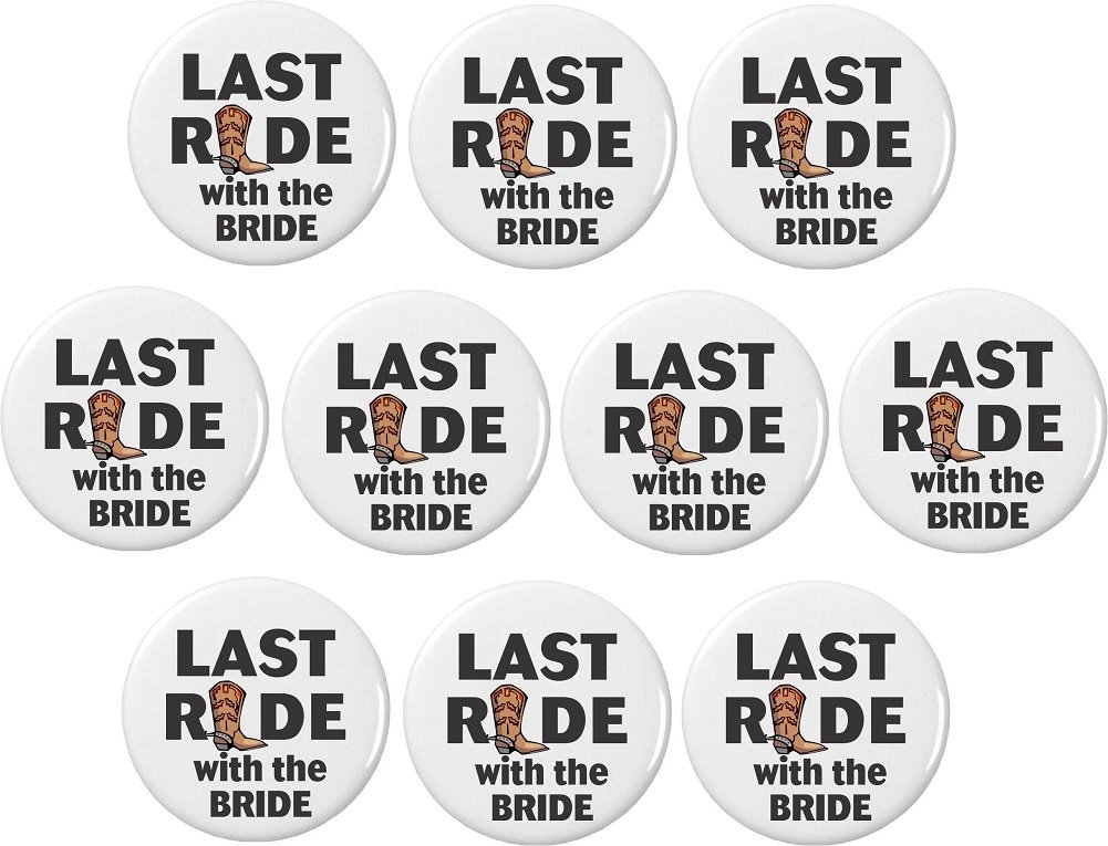 QTY 10 Last Ride with the Bride 2.25” Large Country Western Bachelorette Party Wedding Magnets - Perfect for Bachelorette Decorations, Wedding Favors & Cowgirl Themed Celebrations
