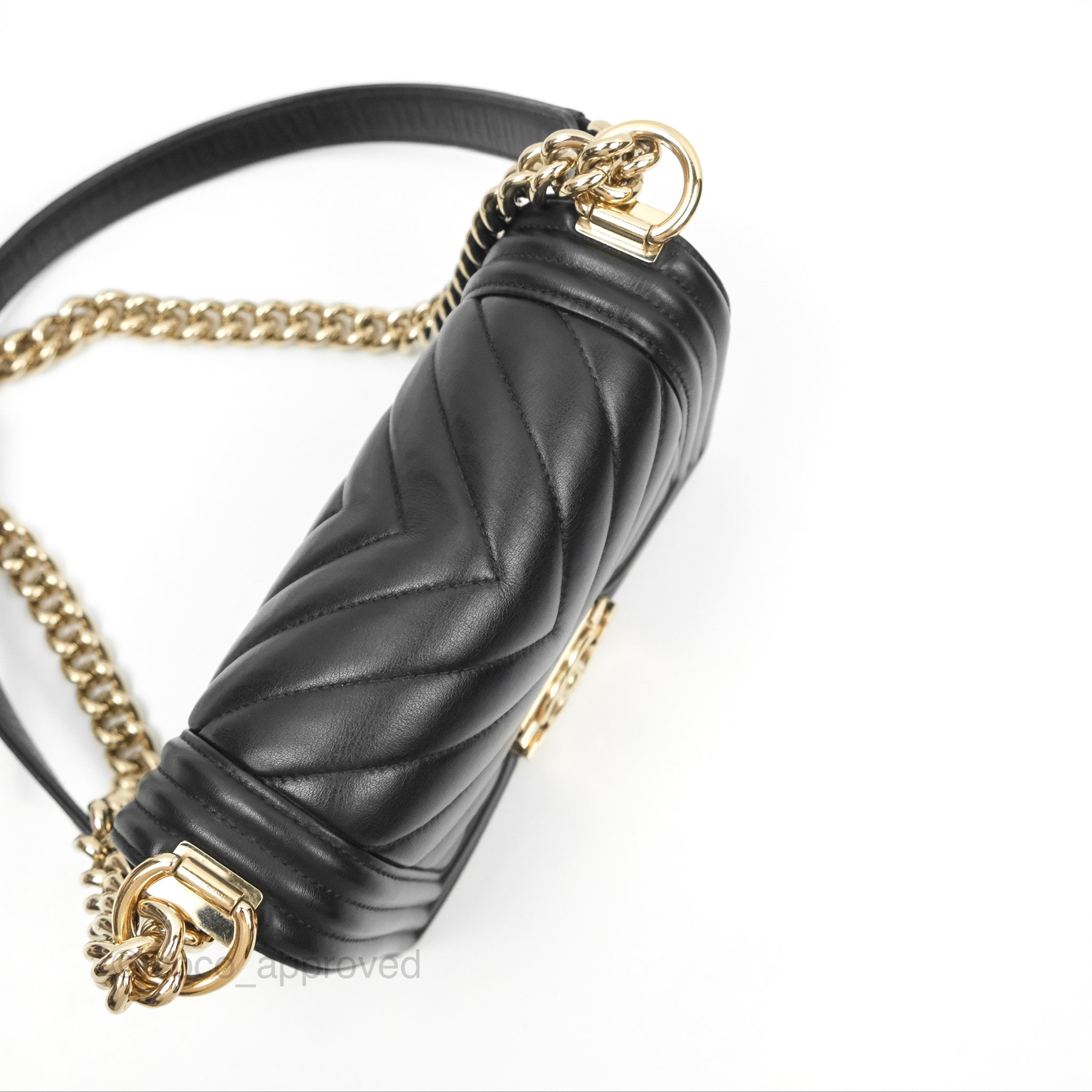 Chanel Chevron Small Boy Bag in Black Calfskin with Gold Hardware - Luxury Crossbody Bag for Women, Perfect for Evening Events & Date Nights