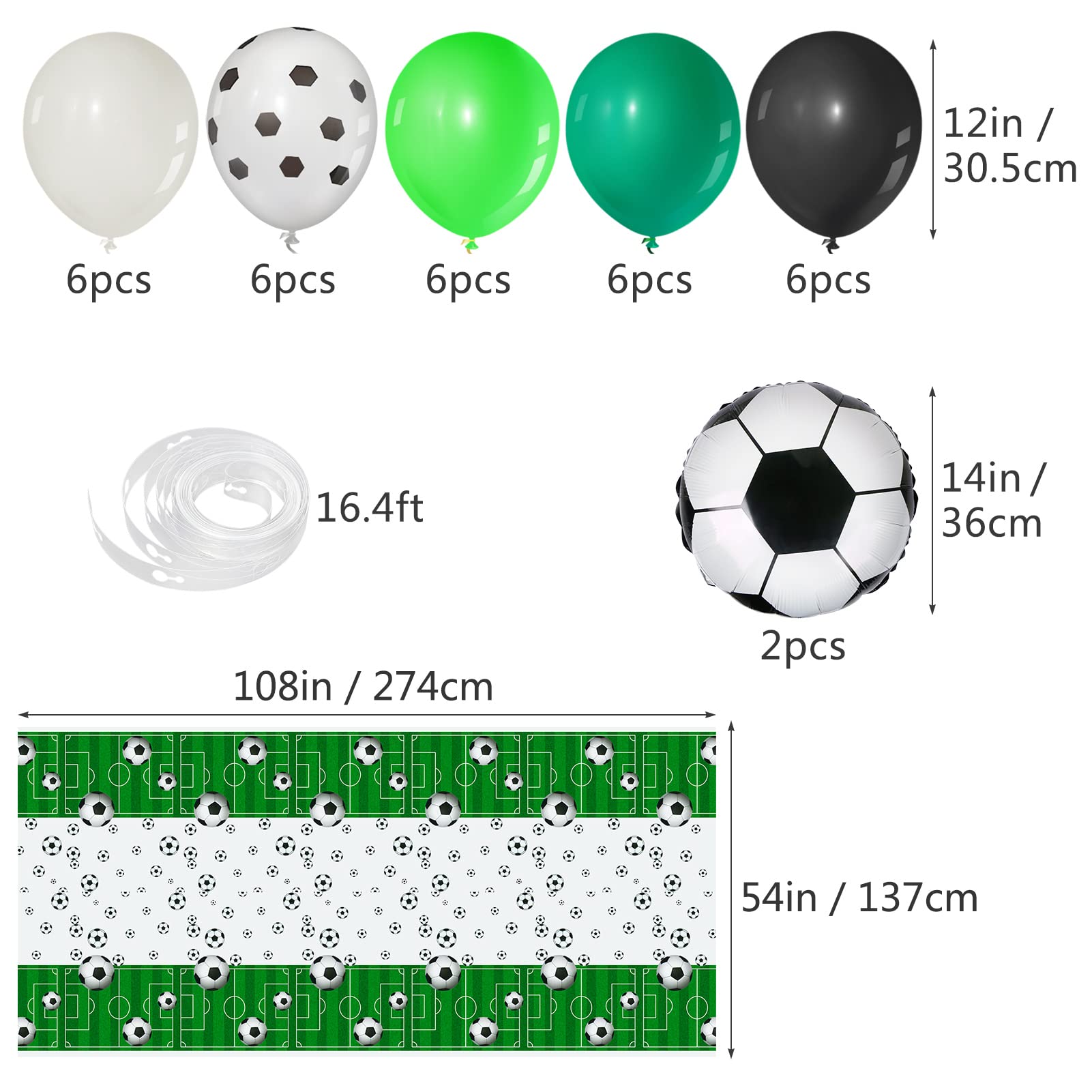 34 Pcs Soccer Party Decorations Kit - Includes 1 Soccer Theme Tablecloth & 32 Balloons Garland Arch - Football Birthday Party Supplies for Kids, Baby Shower, Wedding, Sports Theme Events - Perfect for Soccer Birthday Parties, Team Celebrations, and Sports-Themed Decor
