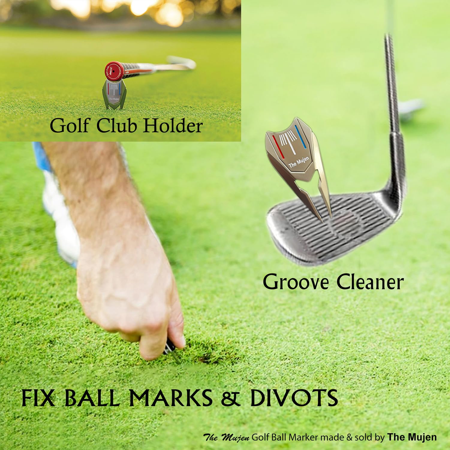 Premium Golf Ball Marker & Alignment Tool Set – Divot Repair, Putting Training Aid with Hat Clip, Cleaner & Club Holder – Perfect Golf Accessories Gift for Men & Women – Ideal for Practice, Tournaments & Casual Play