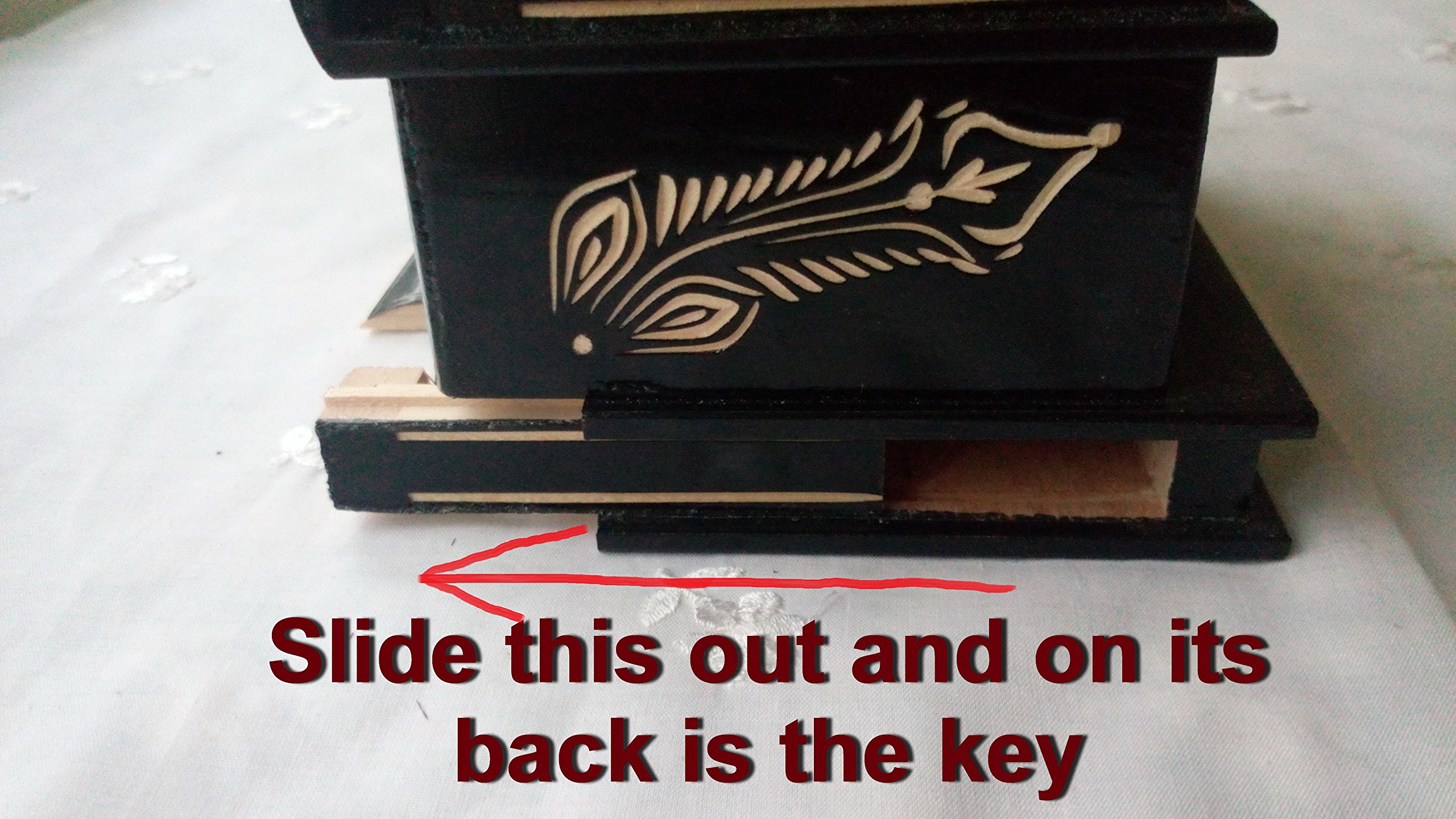 Handcarved Wooden Magic Puzzle Box - Secret Treasure Storage Jewelry Box with Hidden Compartment (Black) - Perfect for Gifts, Jewelry Storage & Brain Teaser Games
