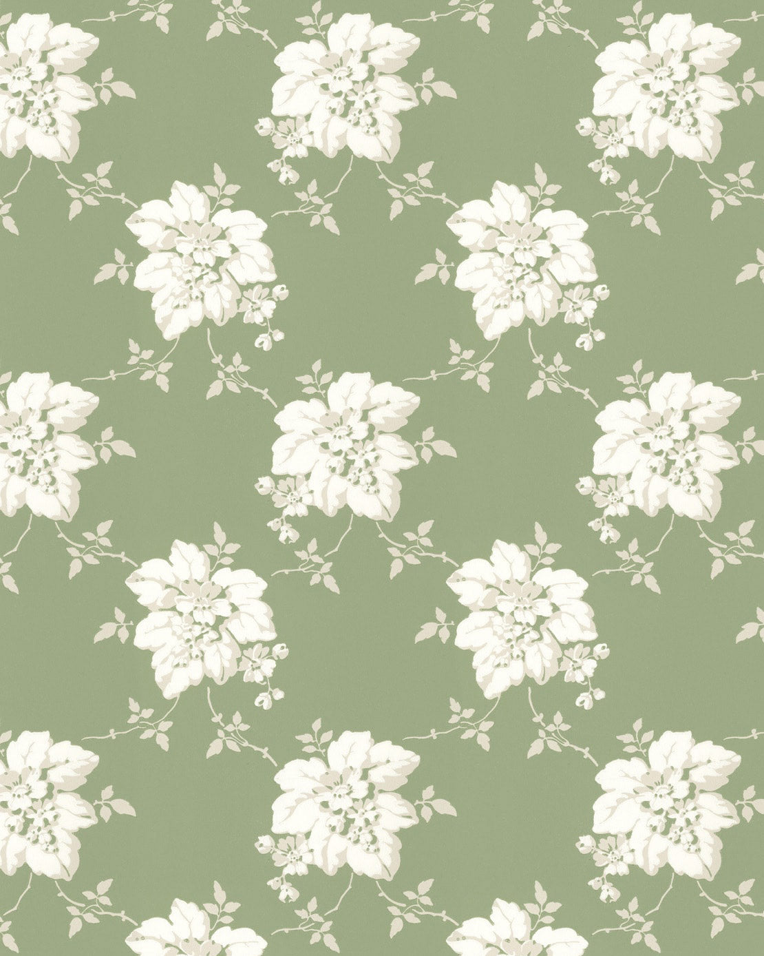 Lim & Handtryck Wallpaper Hagesalen Grey/Green - Perfect for Living Room, Bedroom, and Home Decor