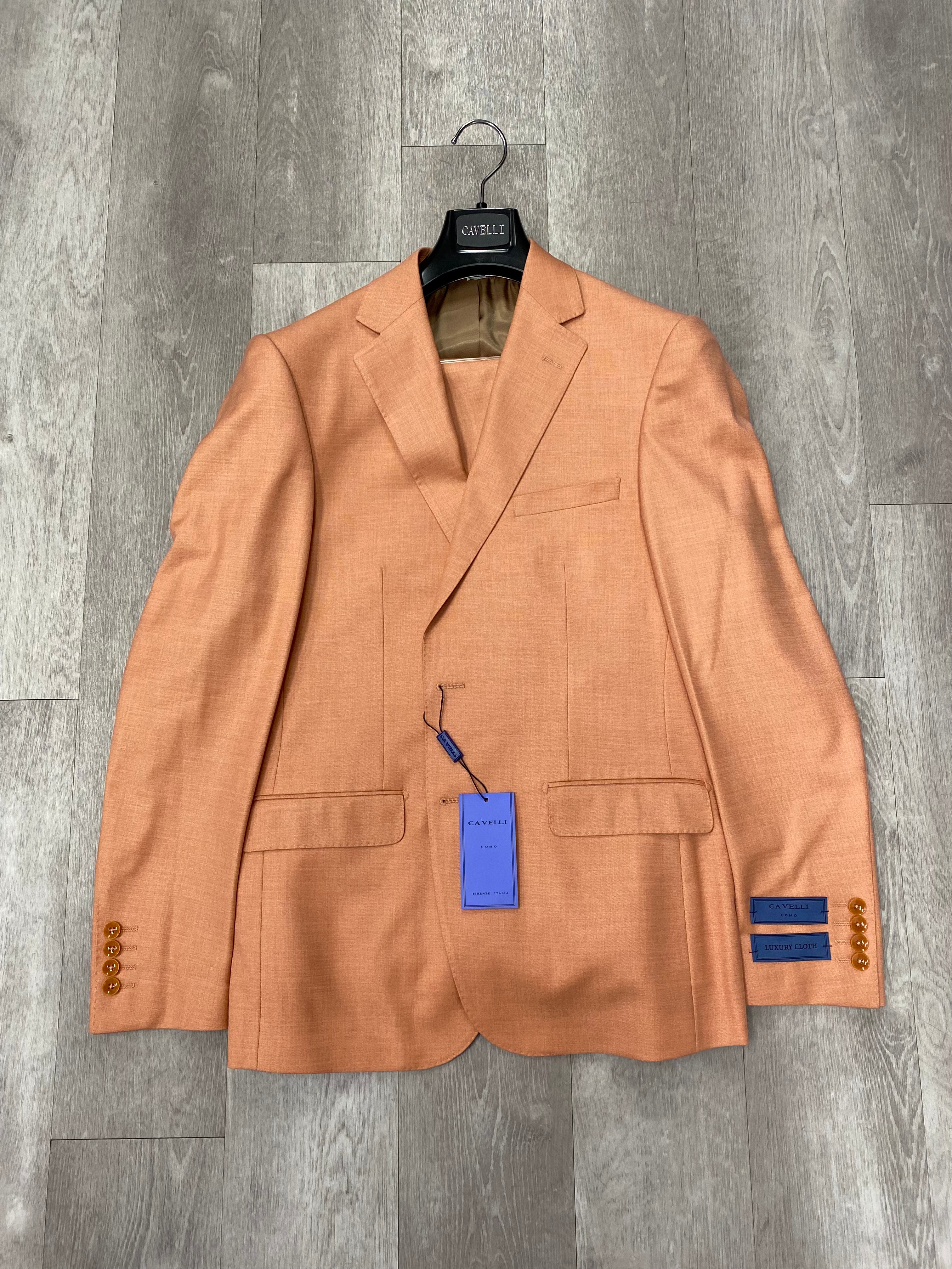 Cavelli Uomo Porto Slim Fit Suit for Men - Classic 1986/10 Orange | Formal Business Attire, Wedding, Special Occasions | Final Sale No Returns