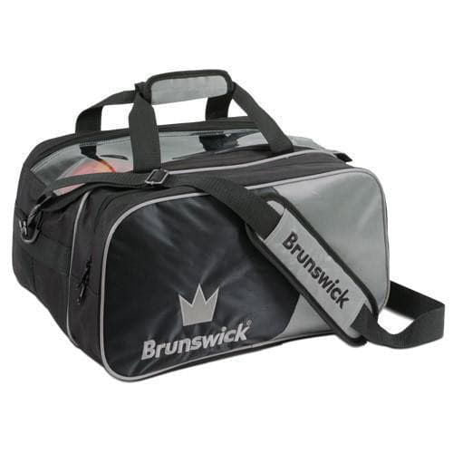Brunswick Crown Double Tote Plus Silver Bowling Bag for Men & Women - Holds 2 Bowling Balls & Shoes - Perfect for League Play & Bowling Tournaments