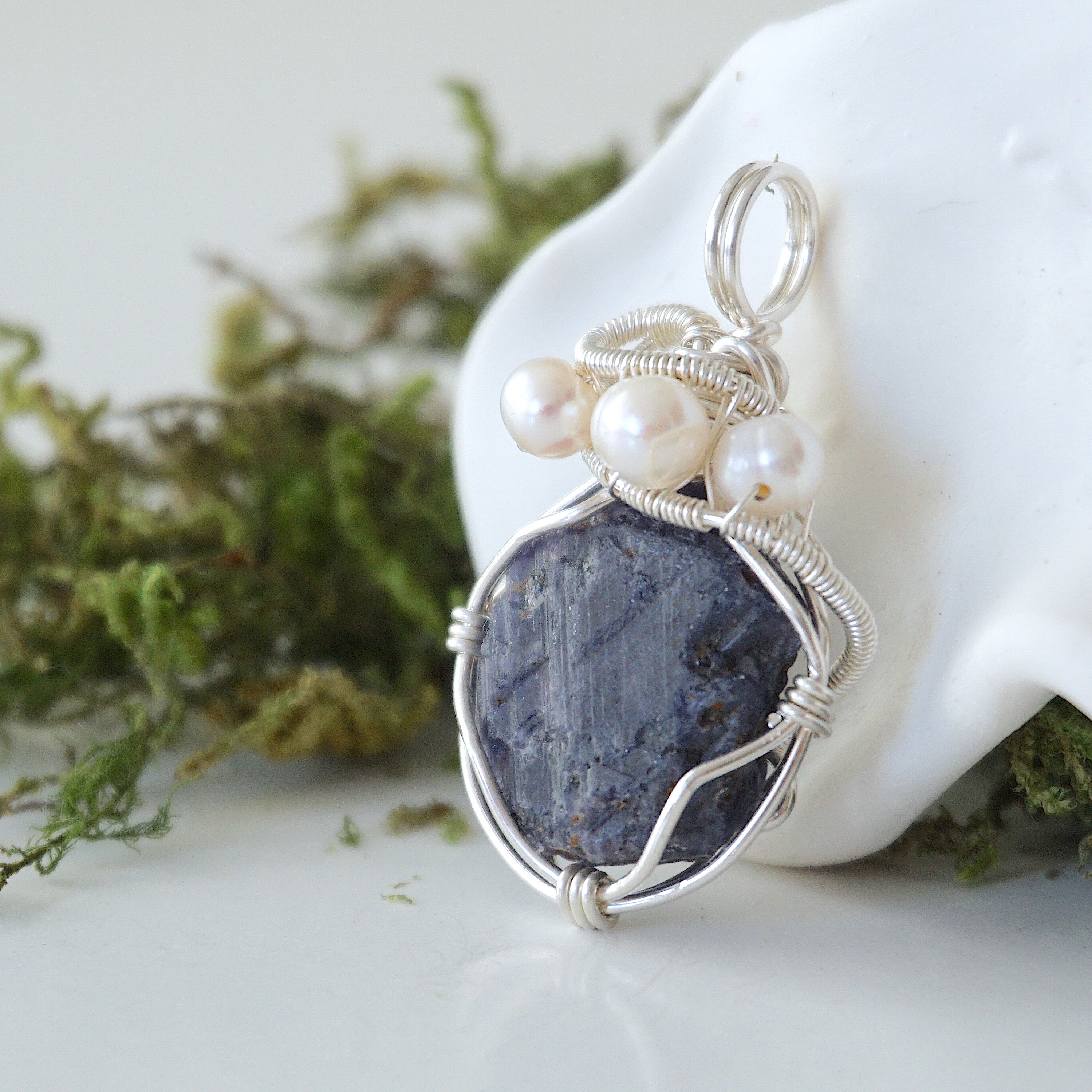 Elegant Sapphire and Pearl Sterling Silver Necklace for Women - Perfect for Weddings, Anniversaries & Special Occasions