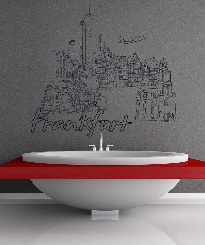 Vinyl Wall Decal Sticker Frankfurt Skyline #1425 - Removable Home Decor for Living Room, Bedroom & Office