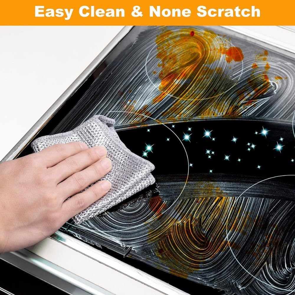 TREZOX 6-Pack Multipurpose Stainless Steel Wire Dishwashing Rags - Non-Scratch Scrubber for Wet & Dry Cleaning - Machine Washable & Easy Rinse - Perfect for Dishes, Sinks, Countertops & Kitchen Cleaning