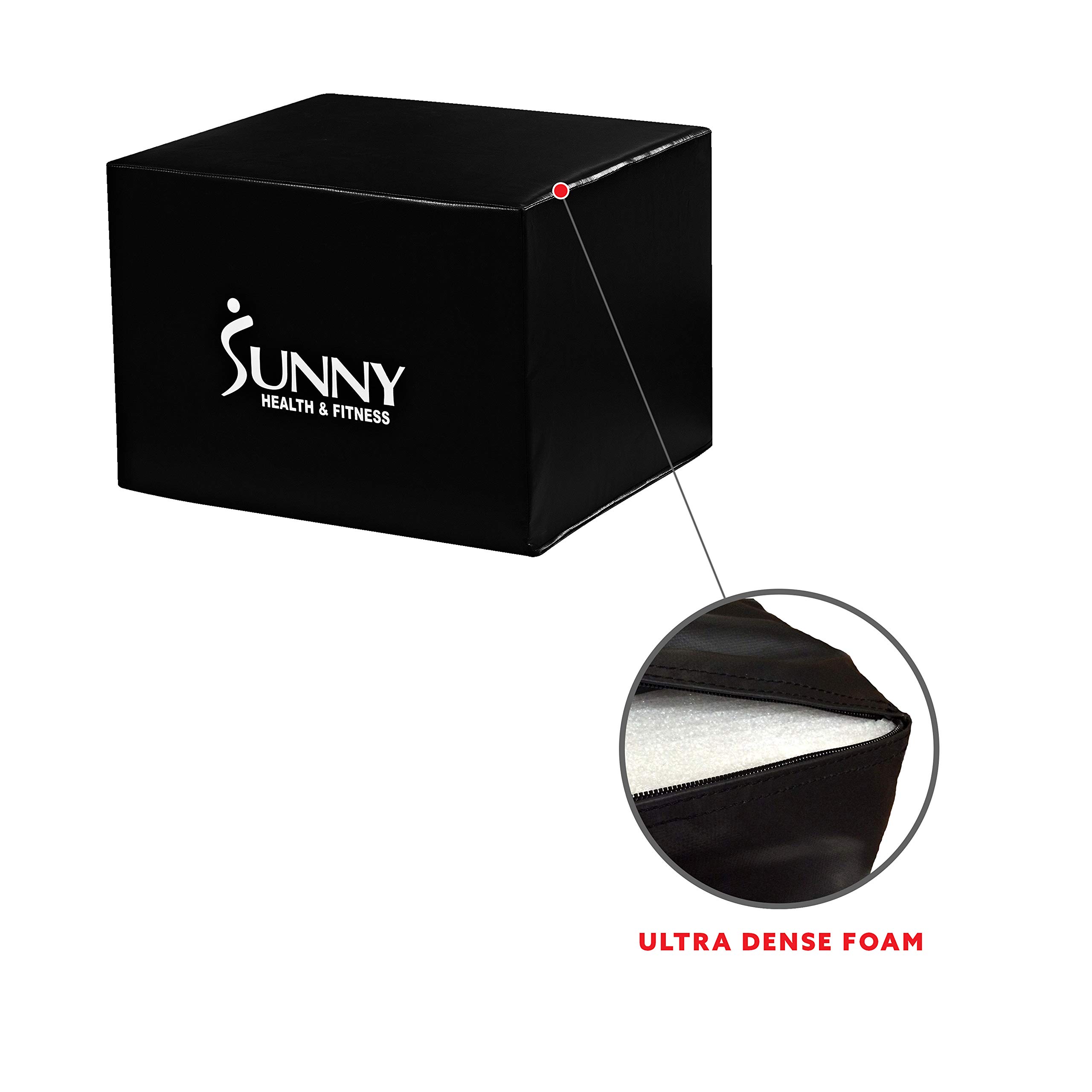 Sunny Health & Fitness Adjustable Height Foam Plyo Box - 3-Level Weight Capacity for CrossFit, Home Gym & Functional Training - Perfect for Box Jumps, Step-Ups & Strength Exercises