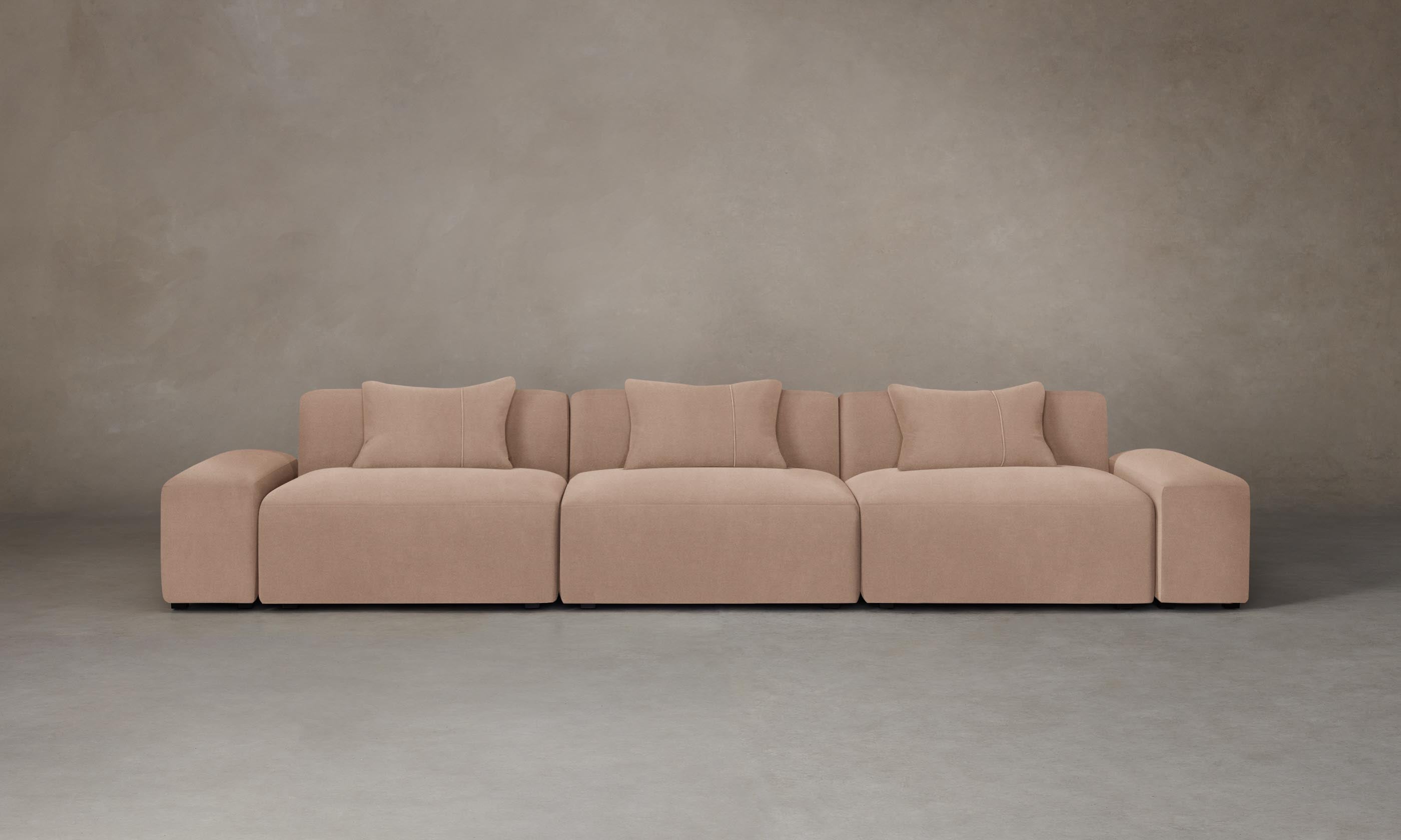 Breuer Modular Sectional Sofa - Performance Velvet Dusty Rose Pink | Modern Living Room Furniture for Small Spaces | Comfortable L-Shaped Couch for Apartments & Home Theater