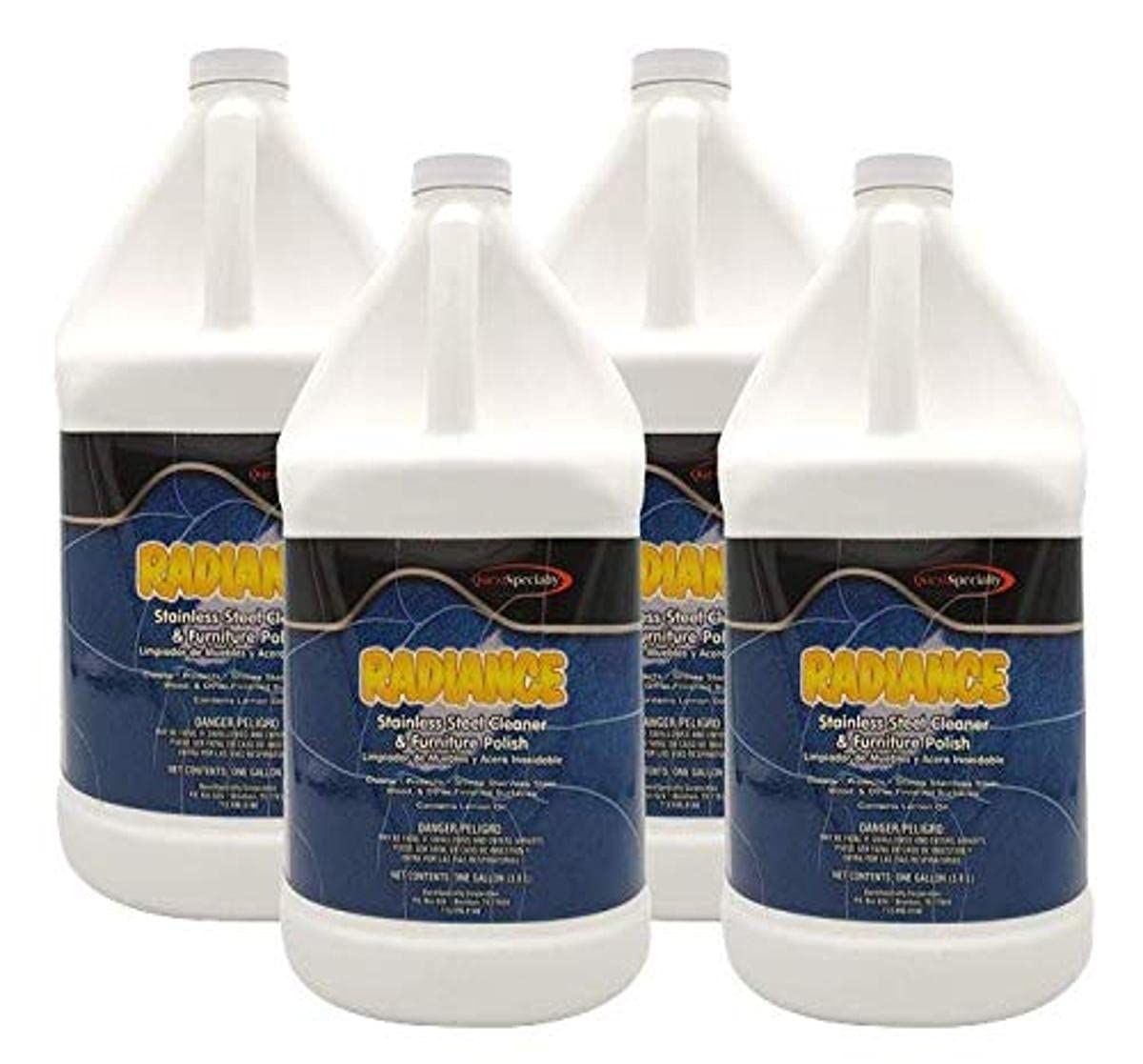 Radiance Premium Furniture & Stainless Steel Polish - 4 Pack (1 Gallon Each) - Restores Shine for Wood, Metal & Leather - Ideal for Home, Office & Restaurant Maintenance