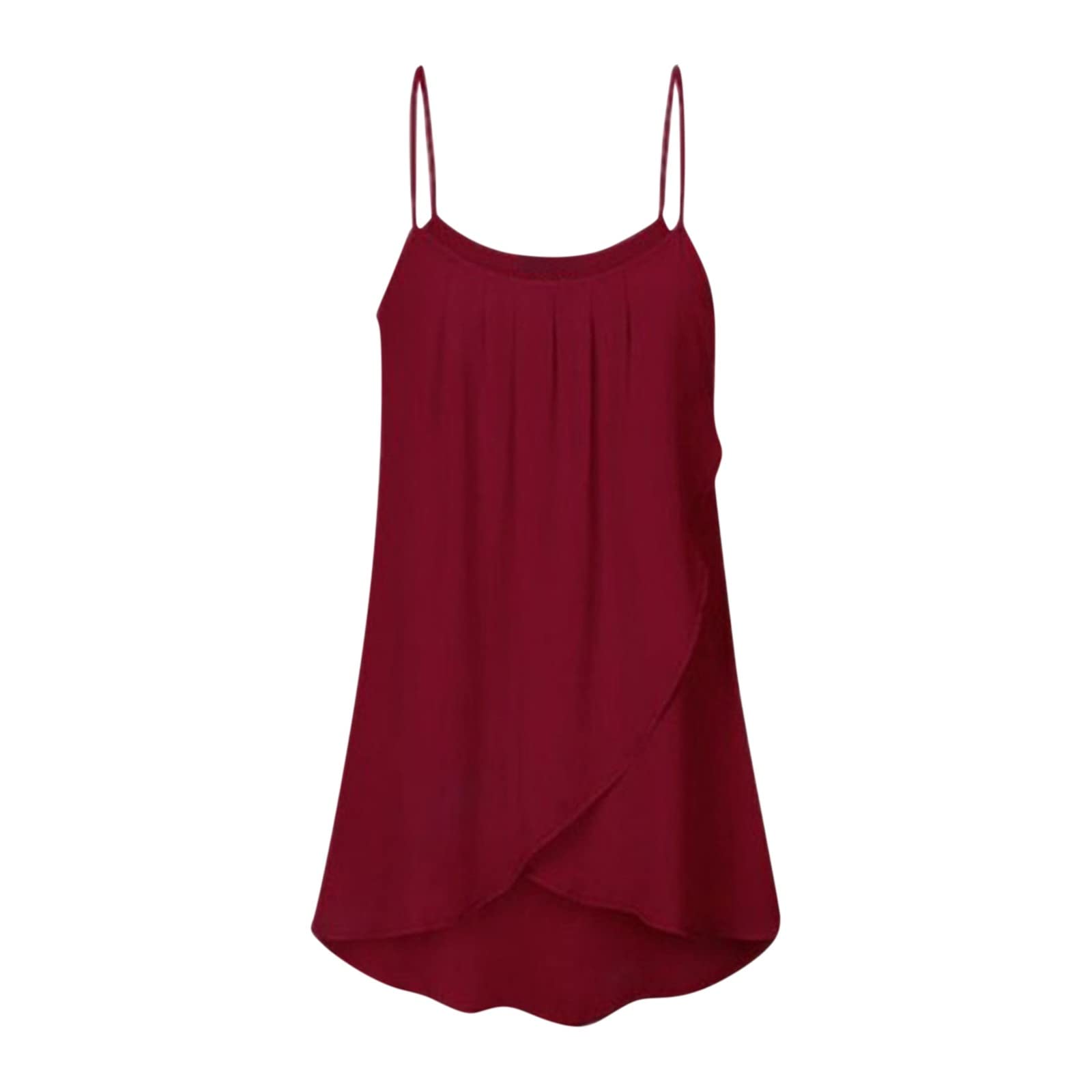 Women's Workout Crop Tops - Summer Sleeveless O-Neck Solid Tank Top with Sling & Irregular Hem | Gym, Yoga, Running & Casual Wear