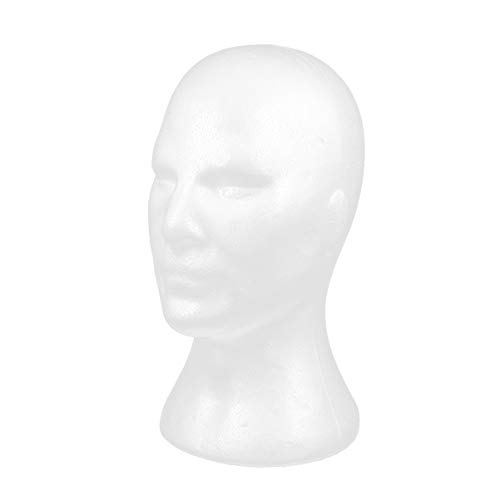 Amosfun Styrofoam Mannequin Head for Men - Display Stand for Wigs, Hats, Glasses & Headphones (Style B) - Perfect for Salon, Barber Shop & Retail Store Displays