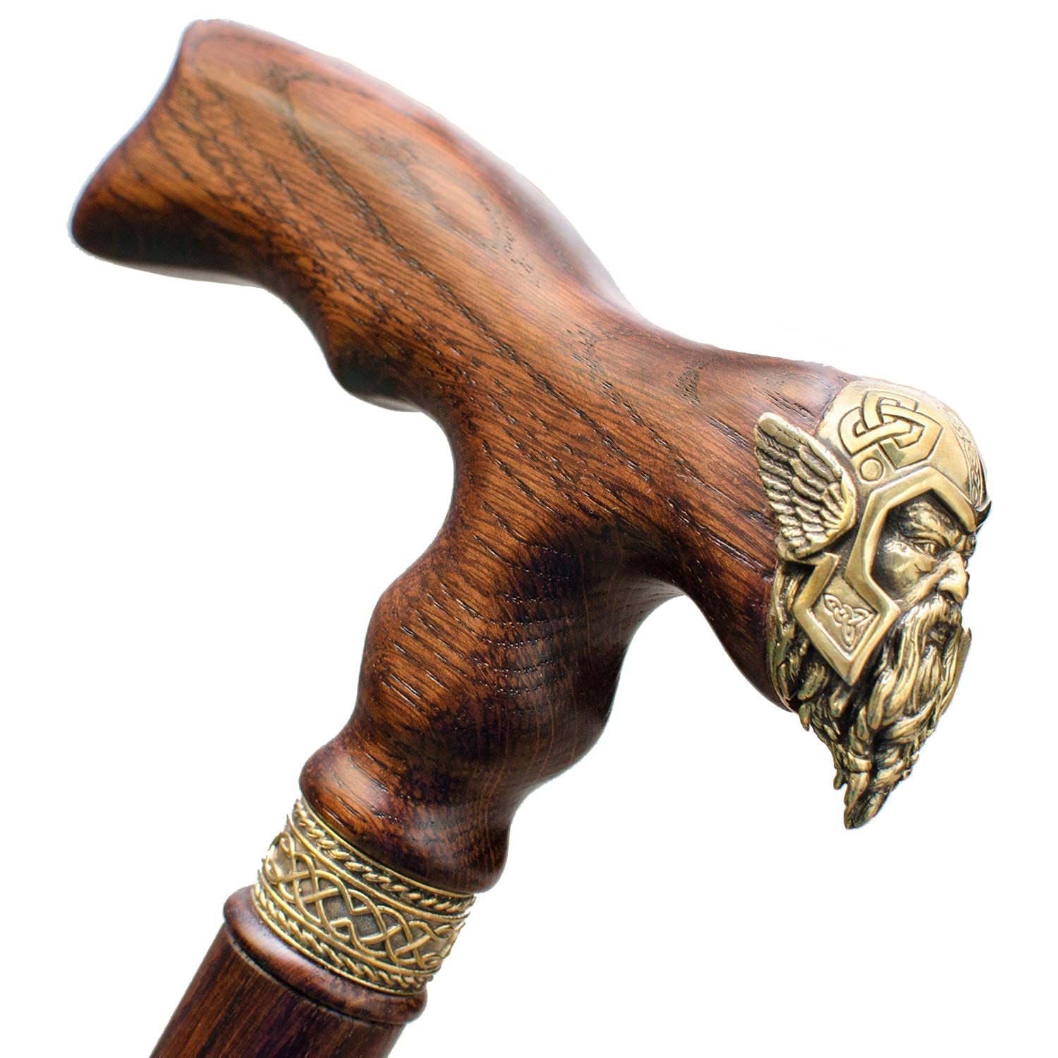Handcrafted Viking Thor Wooden Walking Cane for Men - Premium Designer Walking Stick for Gentlemen - Perfect for Cosplay, Medieval Reenactments & Elderly Support