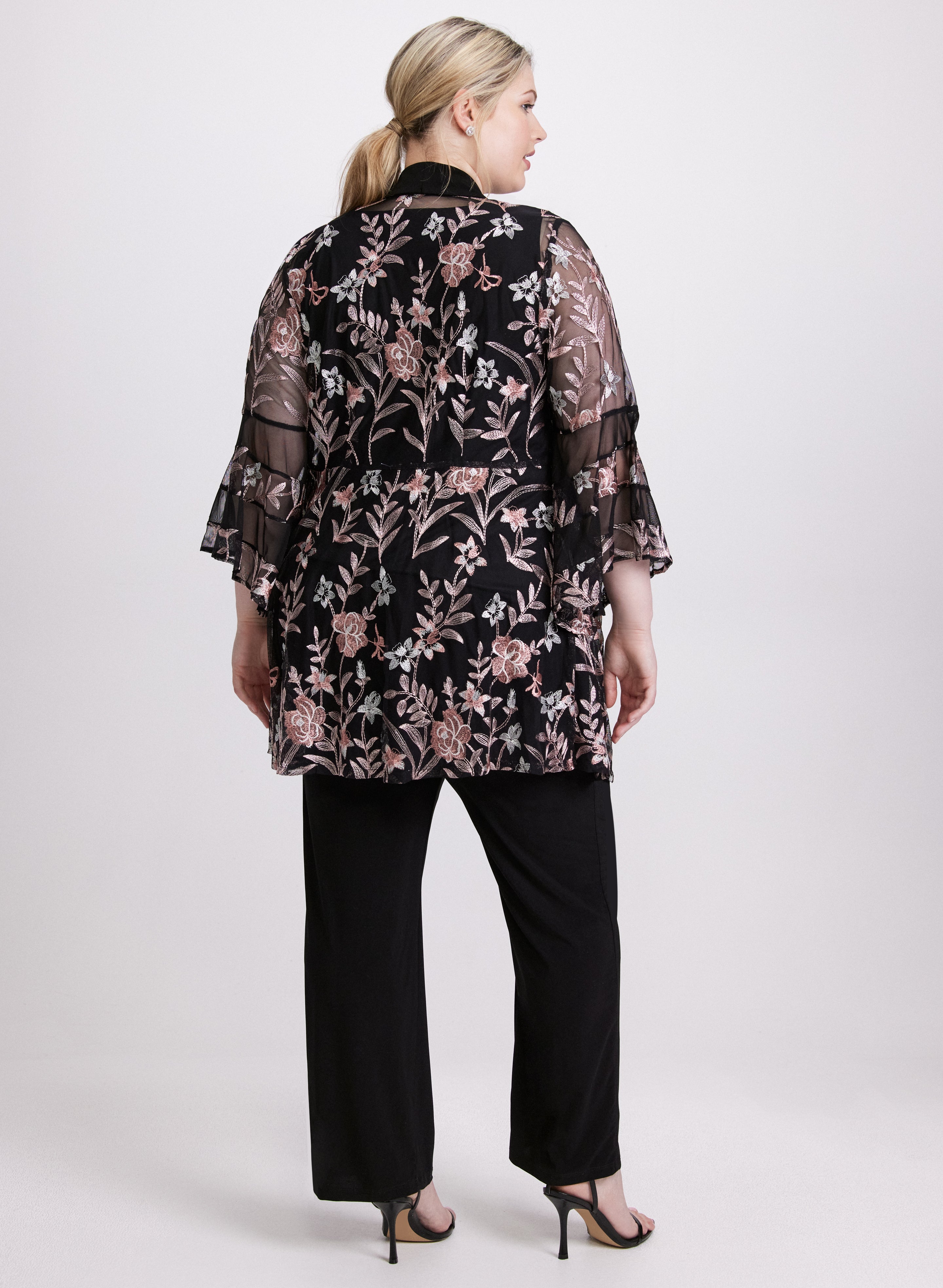 Floral Embroidered Jacket Top and Pants Set for Women - Elegant Spring Outfits for Weddings, Parties & Casual Wear
