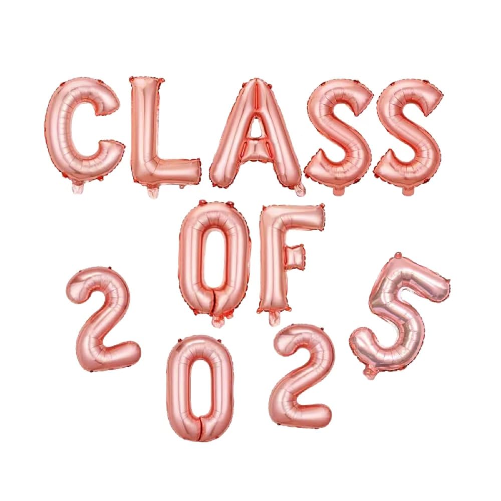SWYOUN 16 Inch Class of 2025 Rose Gold Graduation Balloons - Aluminum Foil Mylar Balloons for Graduation Party Decorations, Grad Party Supplies - Perfect for Graduation Ceremony Decor, School Celebrations & Photo Backdrops