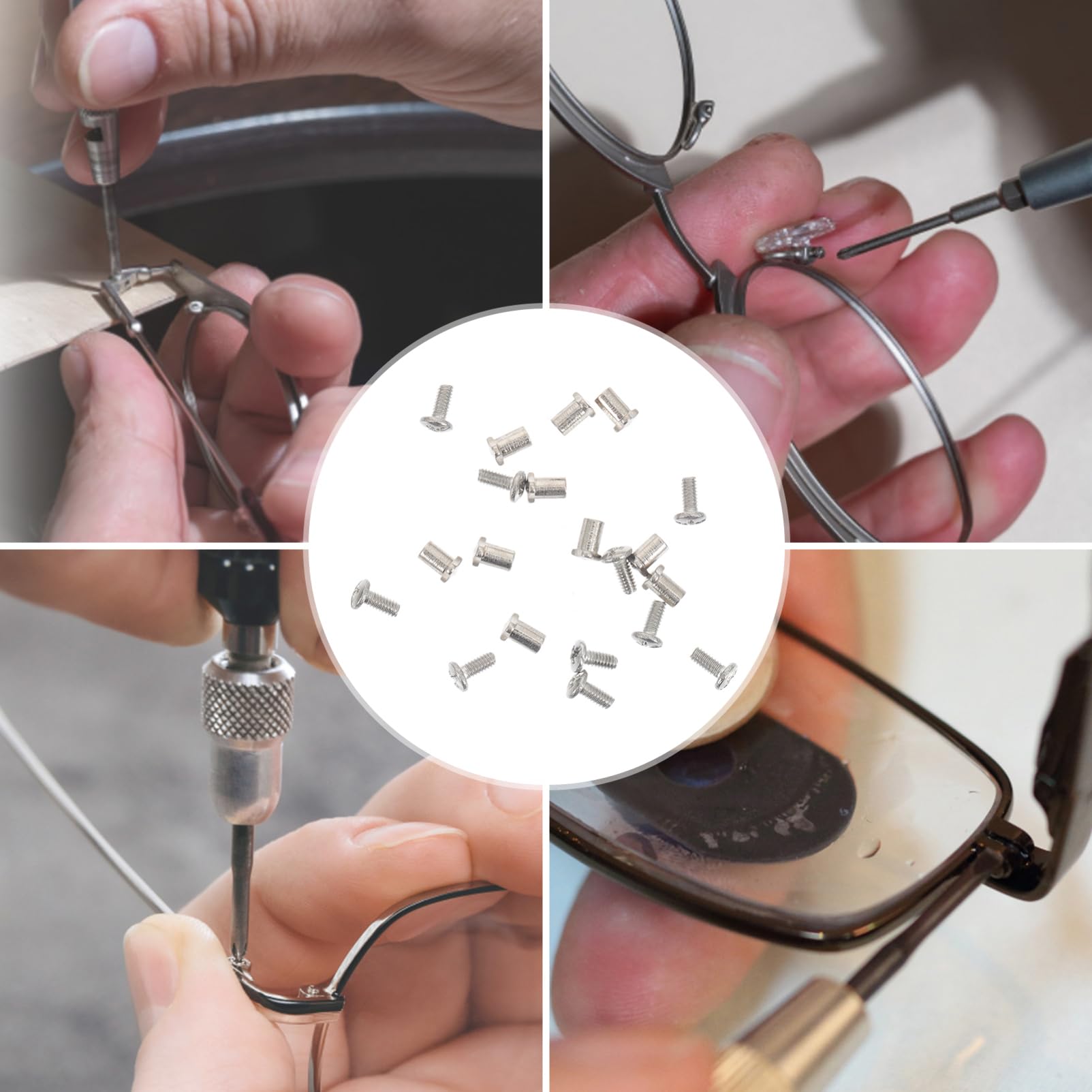 Gatuida 2 Sets Glasses Repair Kit with Replacement Screws, Nose Pads & Tools - Metal Sunglasses & Eyeglass Frame Accessories for DIY Fixing at Home, Office or Travel