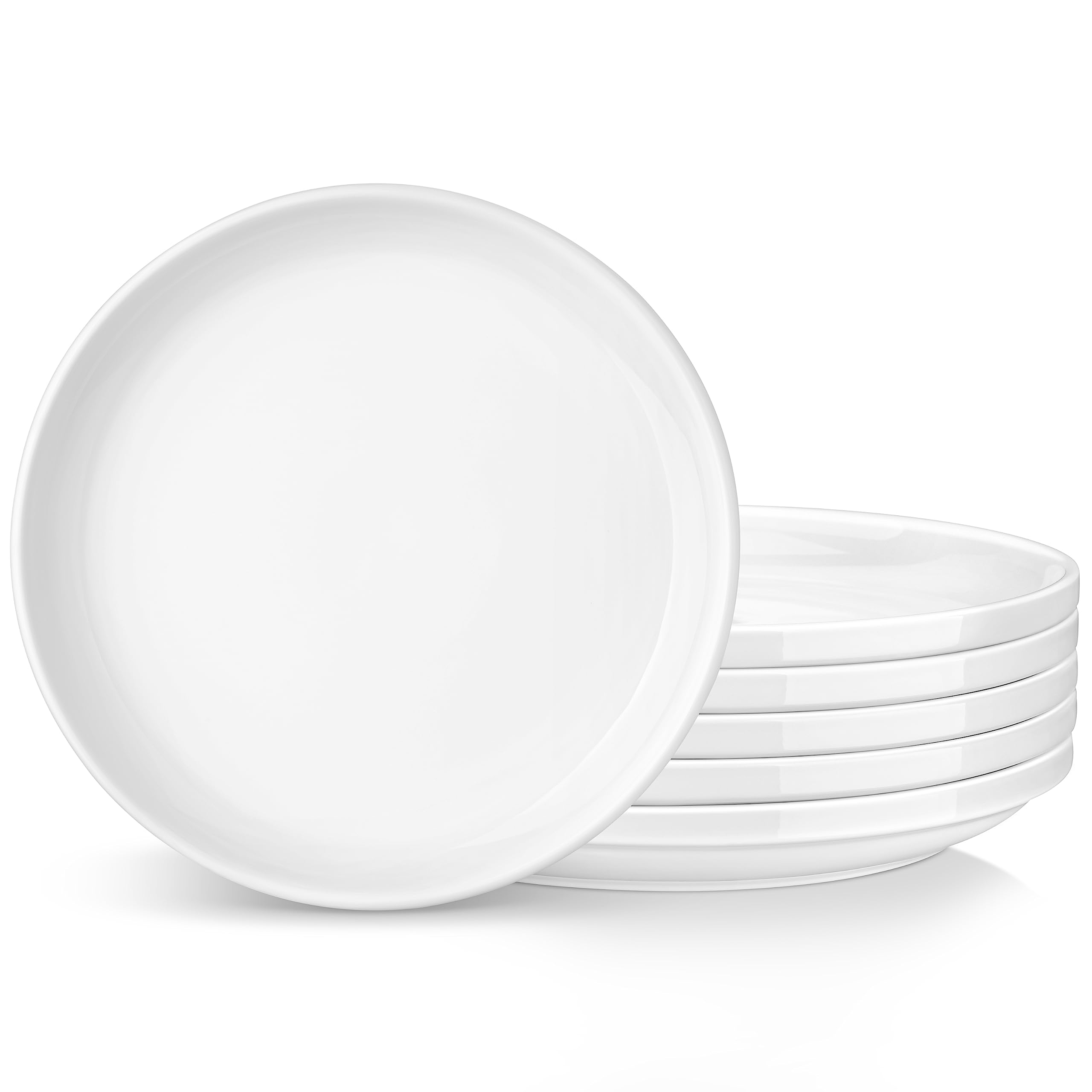 LOVECASA 6-Piece White Porcelain Dinner Plates Set - 10.5