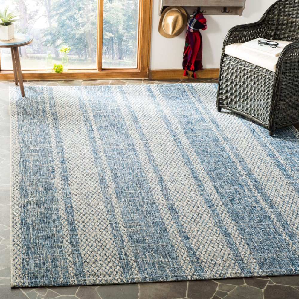 SAFAVIEH Courtyard Collection 8x10 Feet Light Grey Blue Indoor Outdoor Waterproof Rug - Easy Clean, Stain Resistant for Patio, Backyard, Mudroom, Deck & Poolside (Model CY8736)