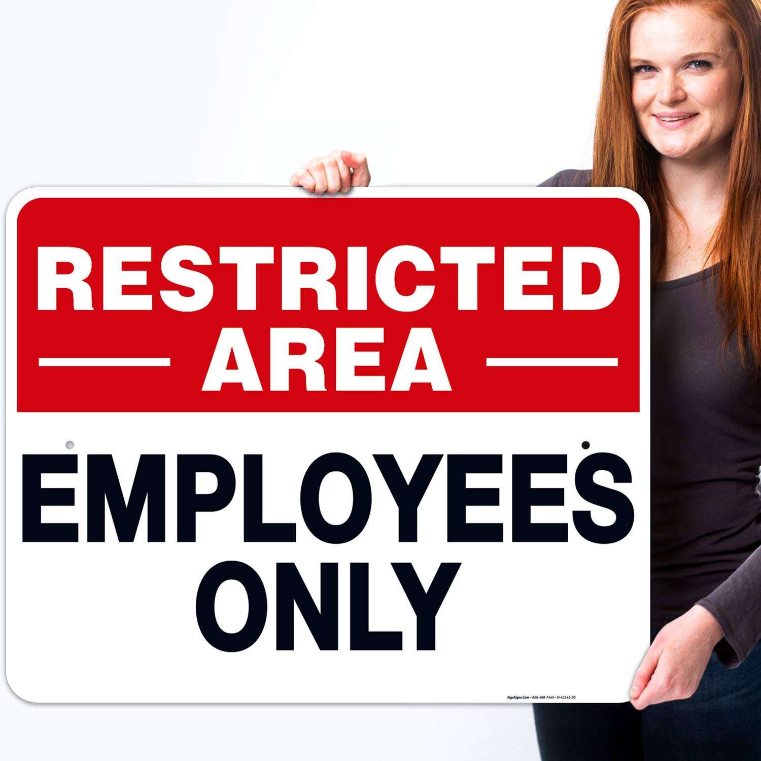 Restricted Area Employees Only Sign - 24x30 Inches, Rust-Free .063 Aluminum, Fade Resistant - Indoor/Outdoor Safety Signage - Made in USA - Perfect for Warehouses, Construction Sites & Secure Facilities