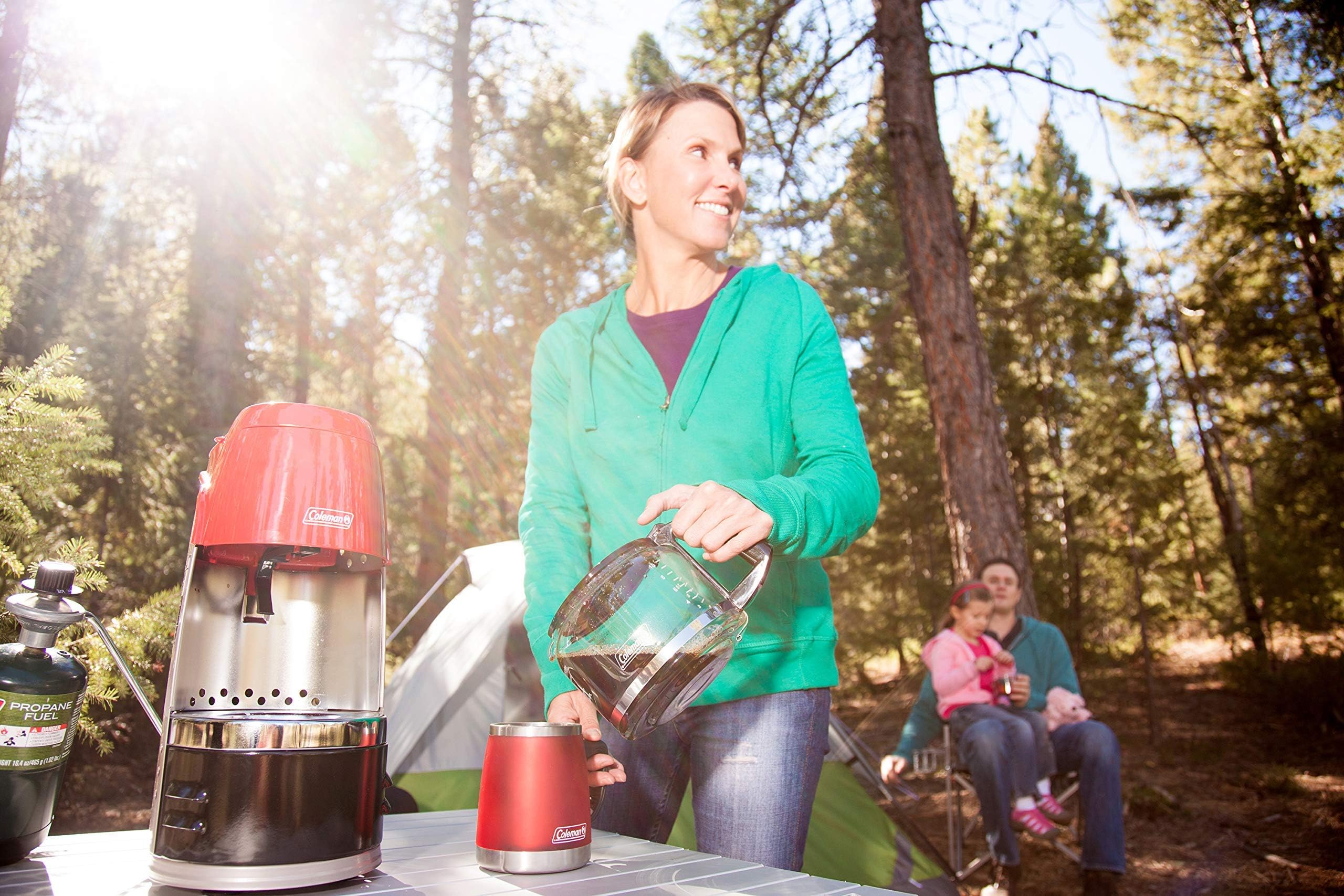 Coleman Propane QuikPot Coffee Maker with InstaStart Ignition - 4500 BTUs, Brews 10 Cups in 18 Minutes - Perfect for Camping, Hunting, Tailgating, RV Trips & Outdoor Adventures - Portable Coffee Solution for Backpacking, Fishing & Emergency Preparedness