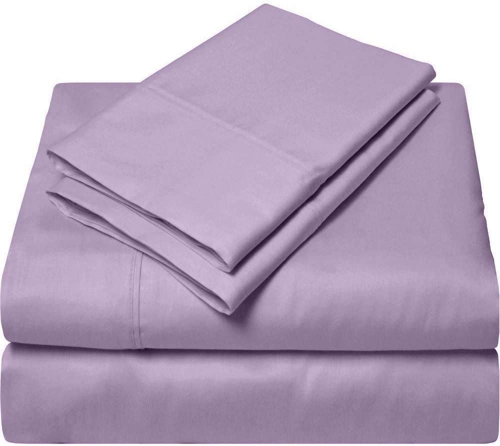 Premium 100% Giza Egyptian Cotton Bed Sheet Set - Twin Size, 2-Pack, Lavender Solid Color | Ultra-Soft & Breathable for All-Season Comfort | Perfect for Home, Hotel, and Guest Room Decor