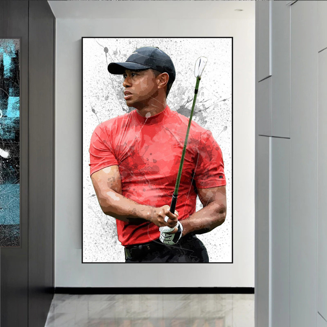 Tiger Woods Canvas Wall Art - High Quality Sports Memorabilia Print for Golf Fans | Perfect for Home, Office & Man Cave Decor