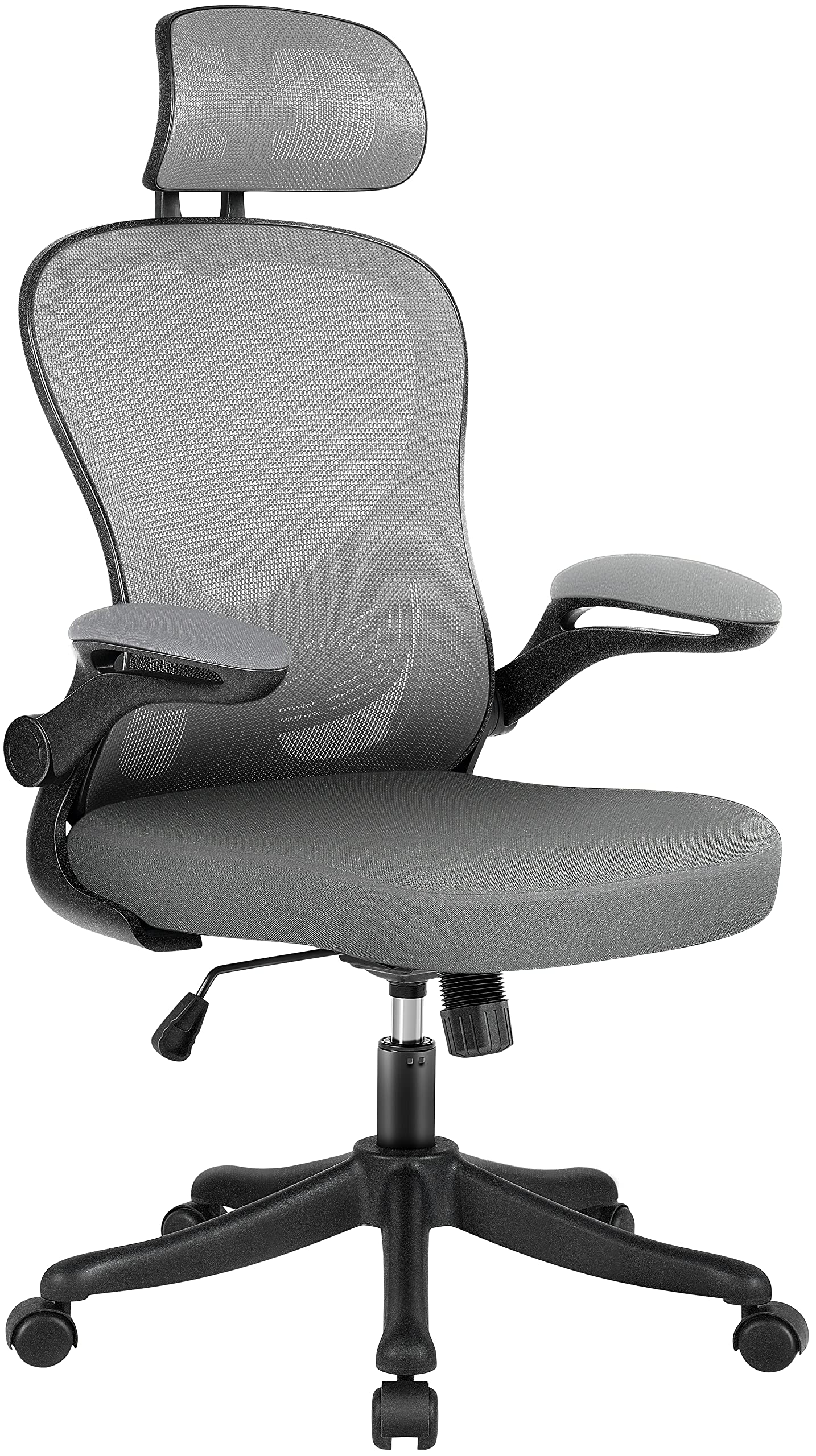 Ergonomic Mesh Office Chair with Adjustable Lumbar Support, Headrest & Flip-Up Armrests - Comfortable Computer Desk Chair for Home Office, Gaming & Workspace - Height Adjustable Task Chair for Long Hours Sitting