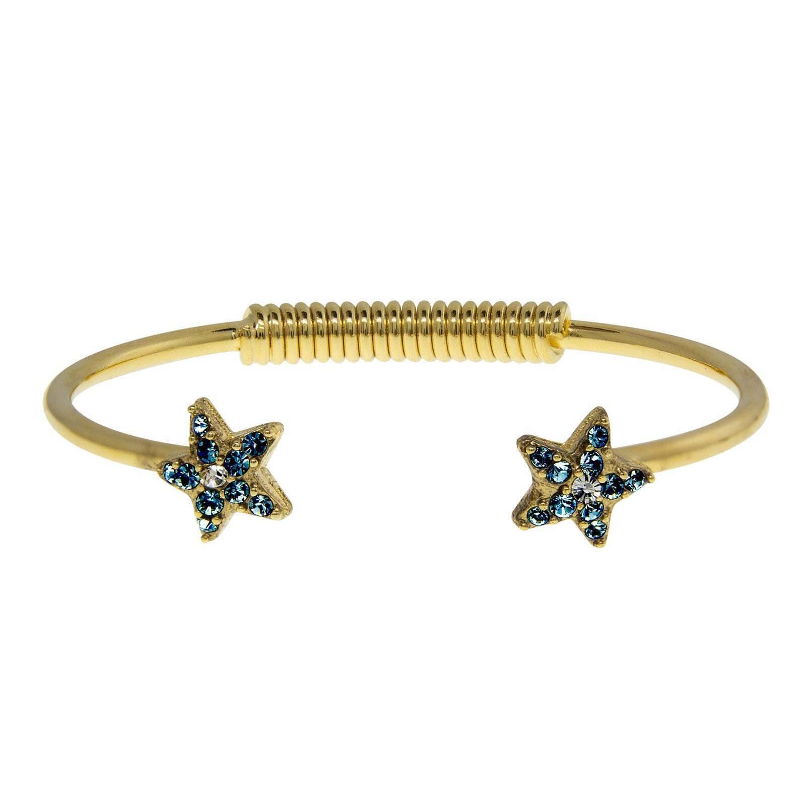 1928 Jewelry Gold Austrian Crystal Star Spring Bracelet - Elegant Fashion Bracelet for Women, Perfect for Parties, Weddings & Special Occasions
