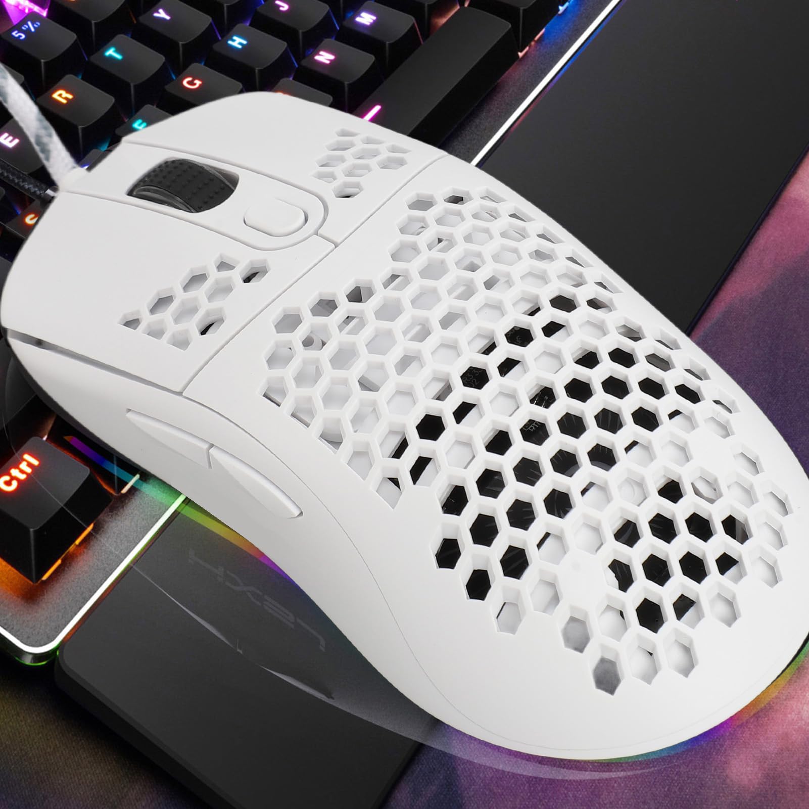 Zunate 8000 DPI Wired Gaming Mouse with RGB Backlight - 6 Programmable Buttons & Macro Editing for PC, Laptop - Perfect for FPS, MOBA Games & Office Work (White)