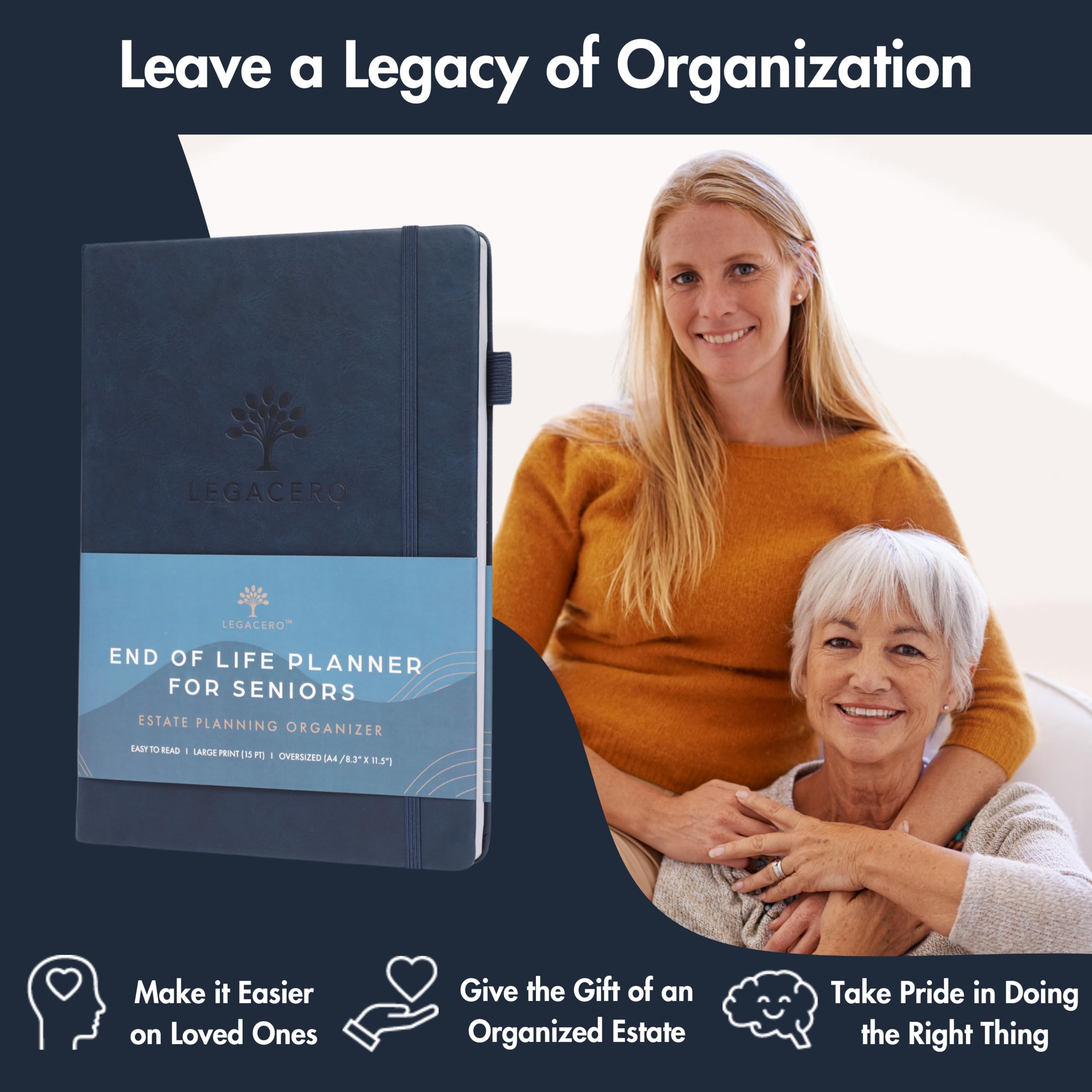 Estate Planning Organizer for Seniors - Guided End of Life Planner, Next of Kin Organizer & Important Document Tracker | Large What To Do When I'm Gone Book for Executors | Perfect for Will Preparation, Funeral Arrangements & Family Legacy Planning