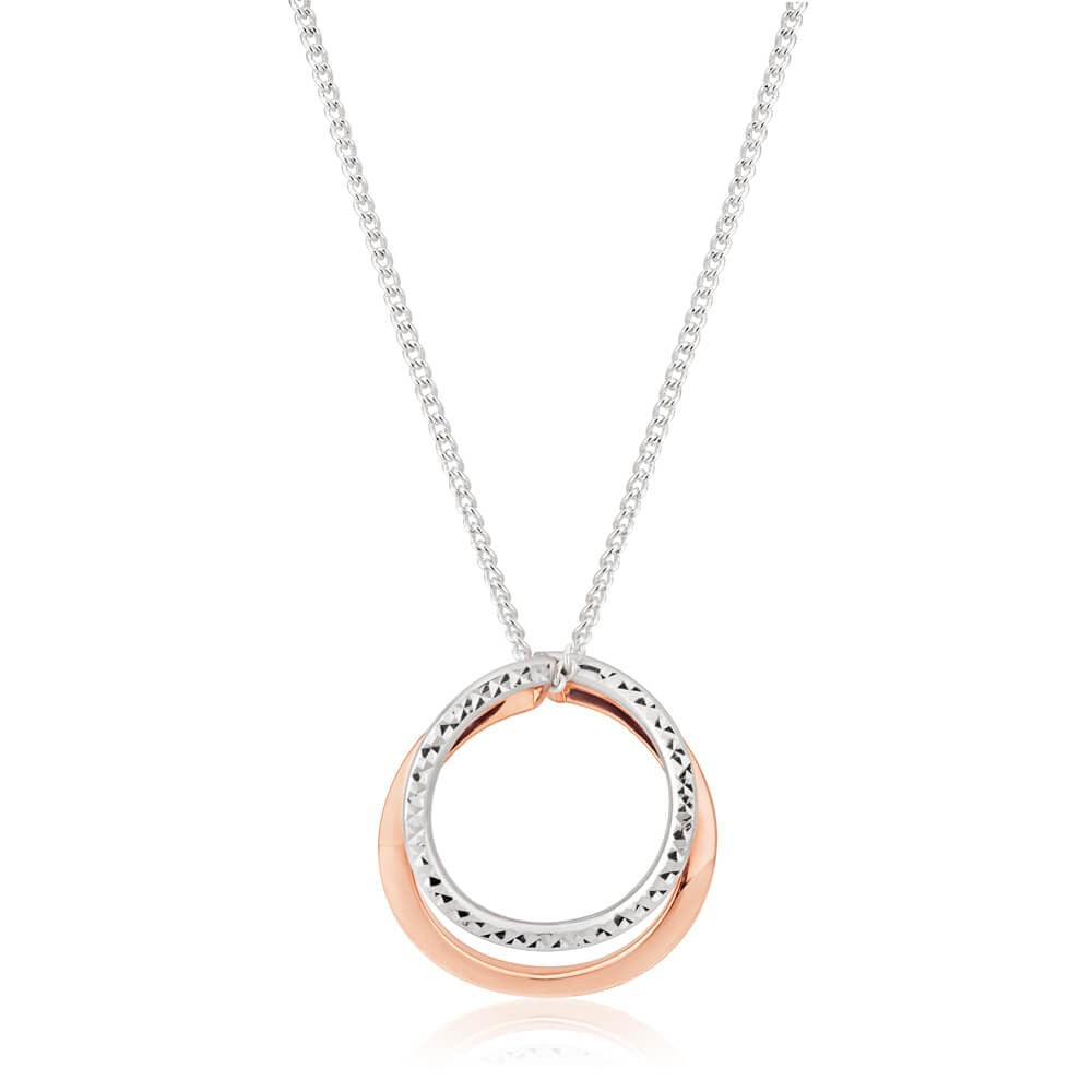 9ct White and Rose Gold 2 Round Curl Pendant Necklace - Elegant Jewelry Gift for Women - Perfect for Weddings, Anniversaries & Special Occasions