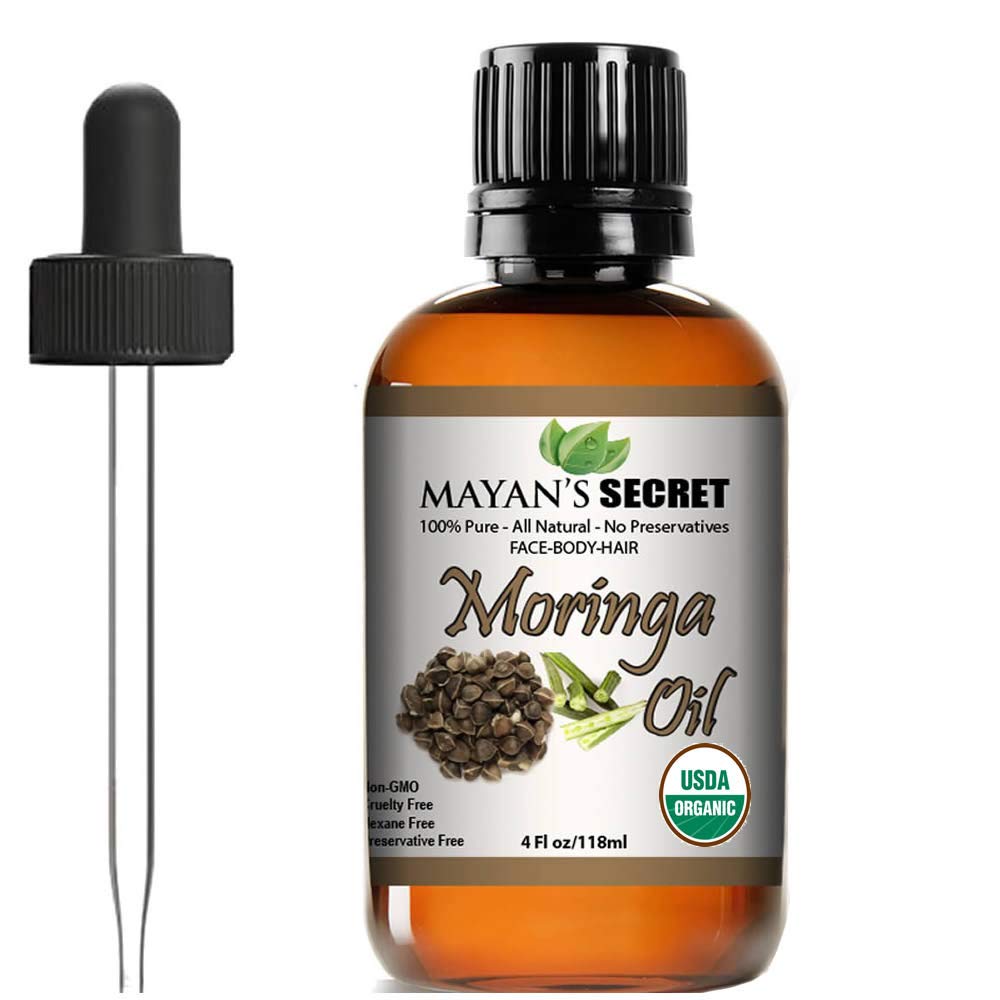100% Pure Organic Moringa Seed Oil for Skin & Hair Care | Natural Anti-Aging Face Oil | Soothes Cuts, Rashes & Burns | Undiluted Cold-Pressed Moringa Oil for Dry Skin, Hair Growth & Wound Healing