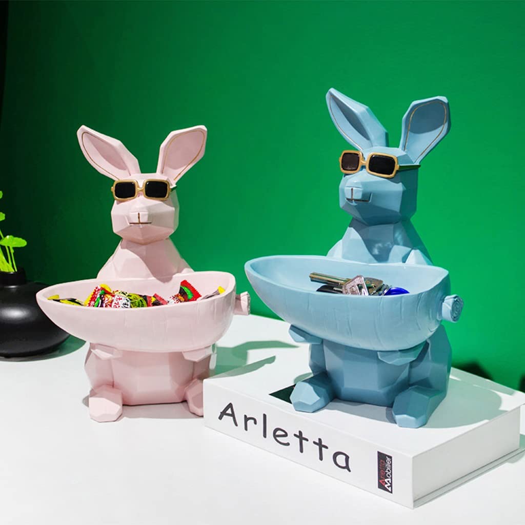 Resin Animal Key Holder & Jewelry Dish - Creative Rabbit Figurine Storage Box for Keys, Earrings, Candy | Home, Office, Bedroom Decor | Perfect Gift for Birthday & Housewarming