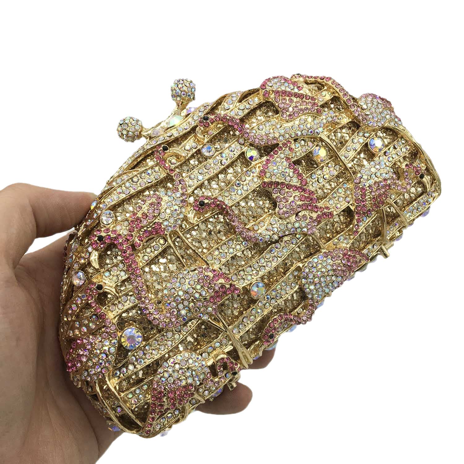 Luxury Flamingo Crystal Clutch Purse for Women - Elegant Rhinestone Evening Bag for Wedding, Party & Bridal Events - Perfect for Prom, Gala & Special Occasions