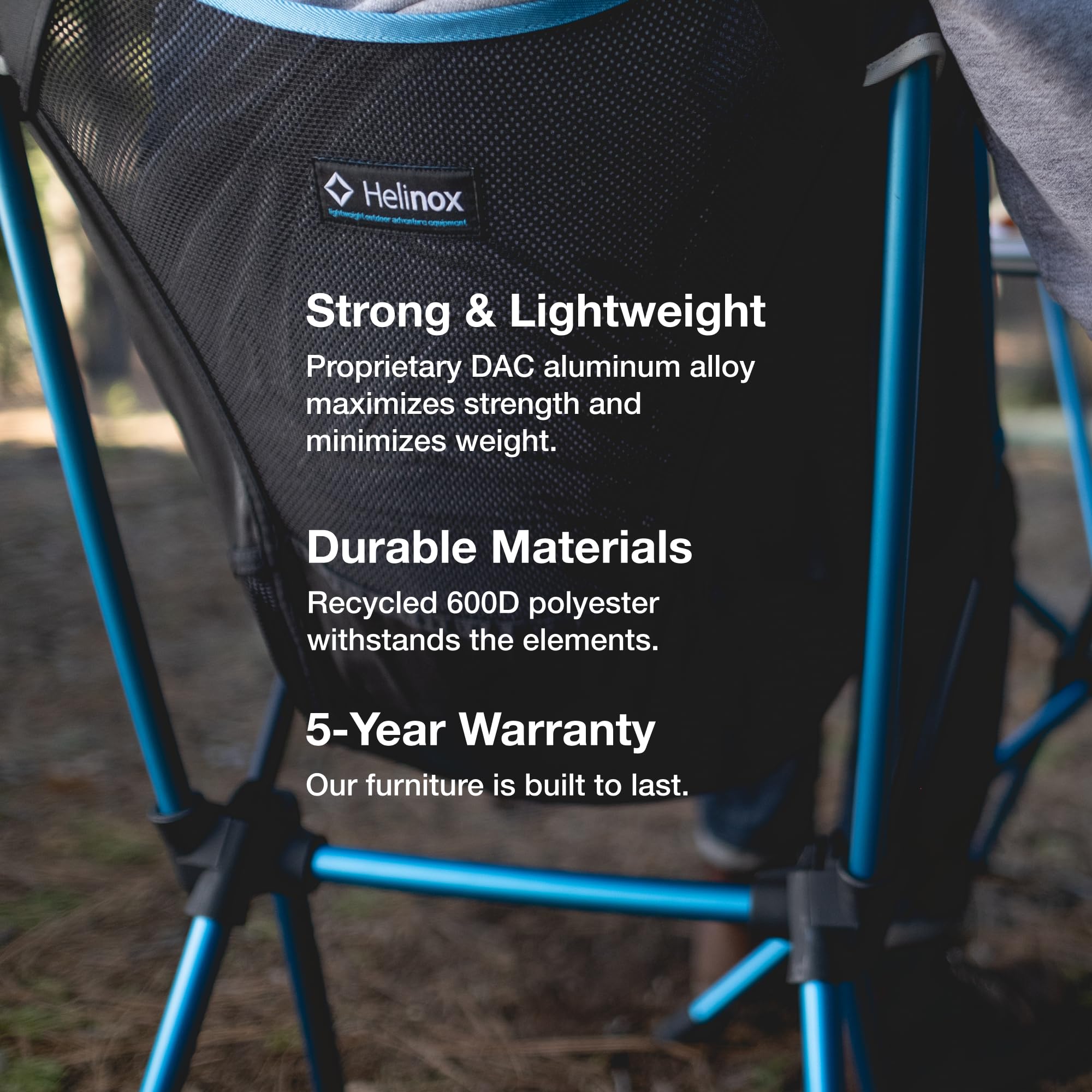 Helinox Café Chair - Lightweight, Collapsible Outdoor Dining Chair for Camping, Picnics & Travel - Compact & Portable - Black