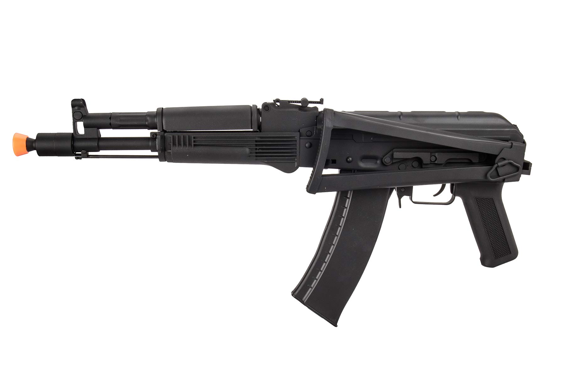 Lancer Tactical AK-Series AKS-105 AEG Airsoft Rifle with Foldable Skeleton Stock - Black | High Performance Electric Airsoft Gun for Tactical Training & Outdoor Shooting Games