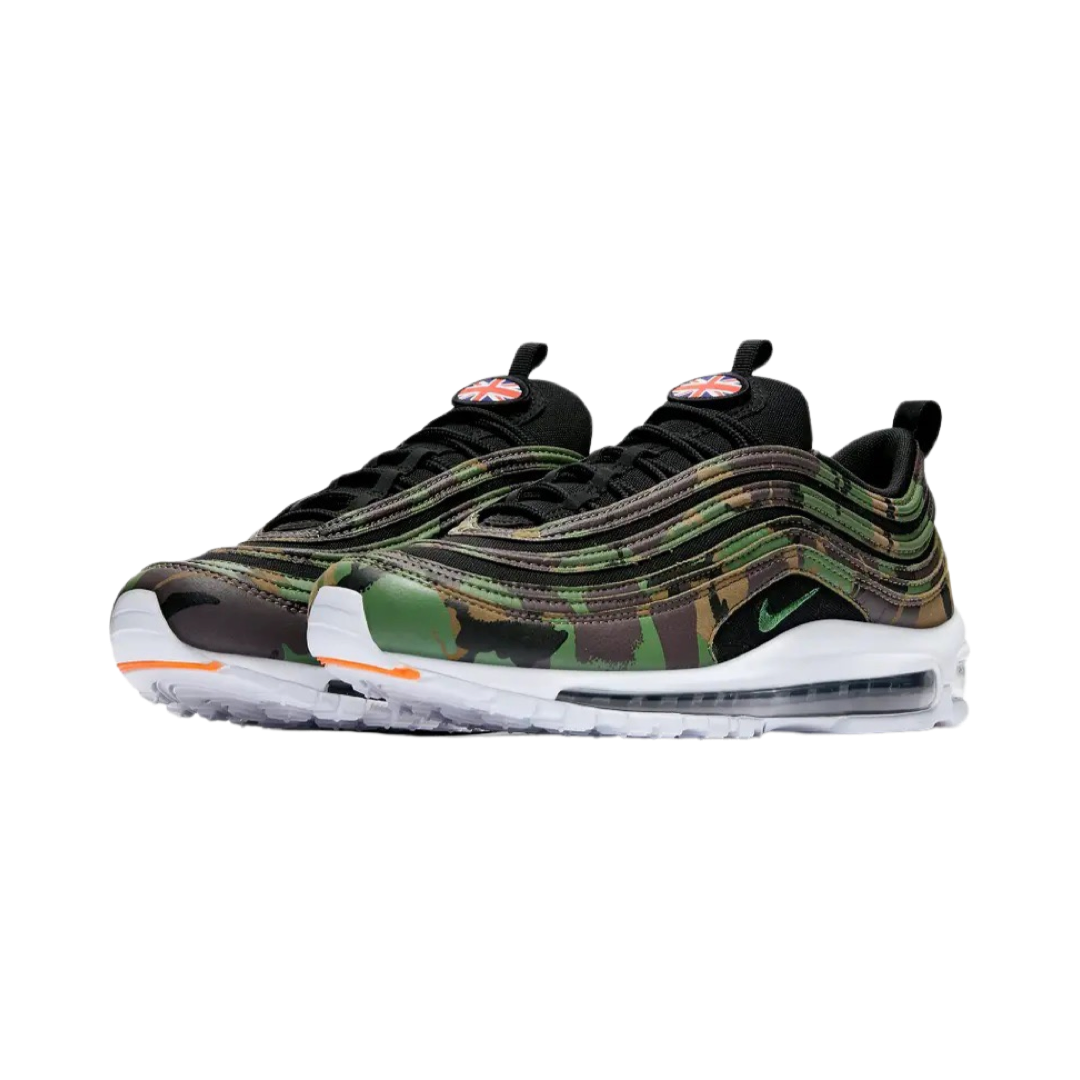 Nike Air Max 97 Premium QS 'Country Camo UK' Sneakers in Raw Umber, Fortress Green & Black - Running, Gym & Casual Wear for Men