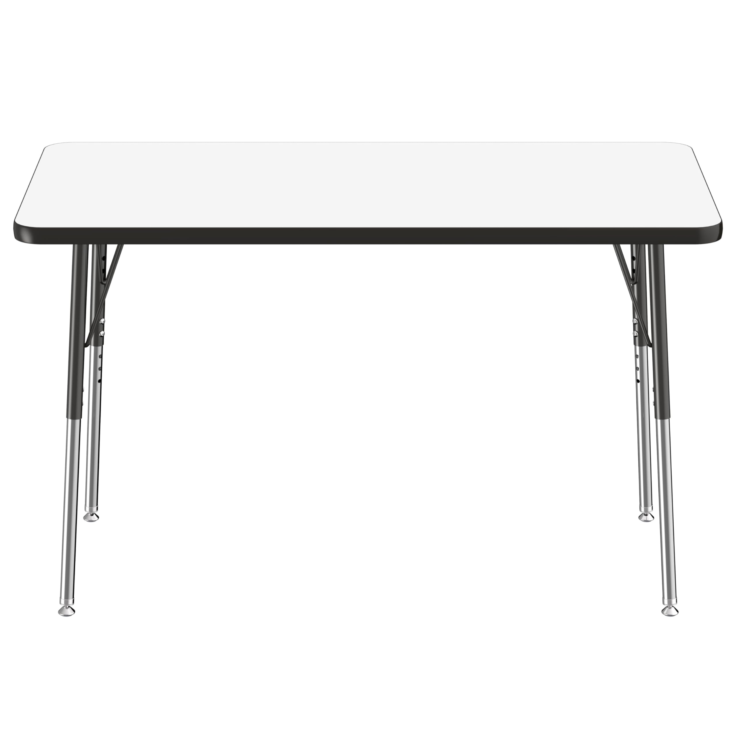 FDP 24x48 Inch Adjustable Height Dry-Erase Activity Table - Whiteboard Top with Black Edge for School, Office & Home - Swivel Glide Standard Legs (19-30
