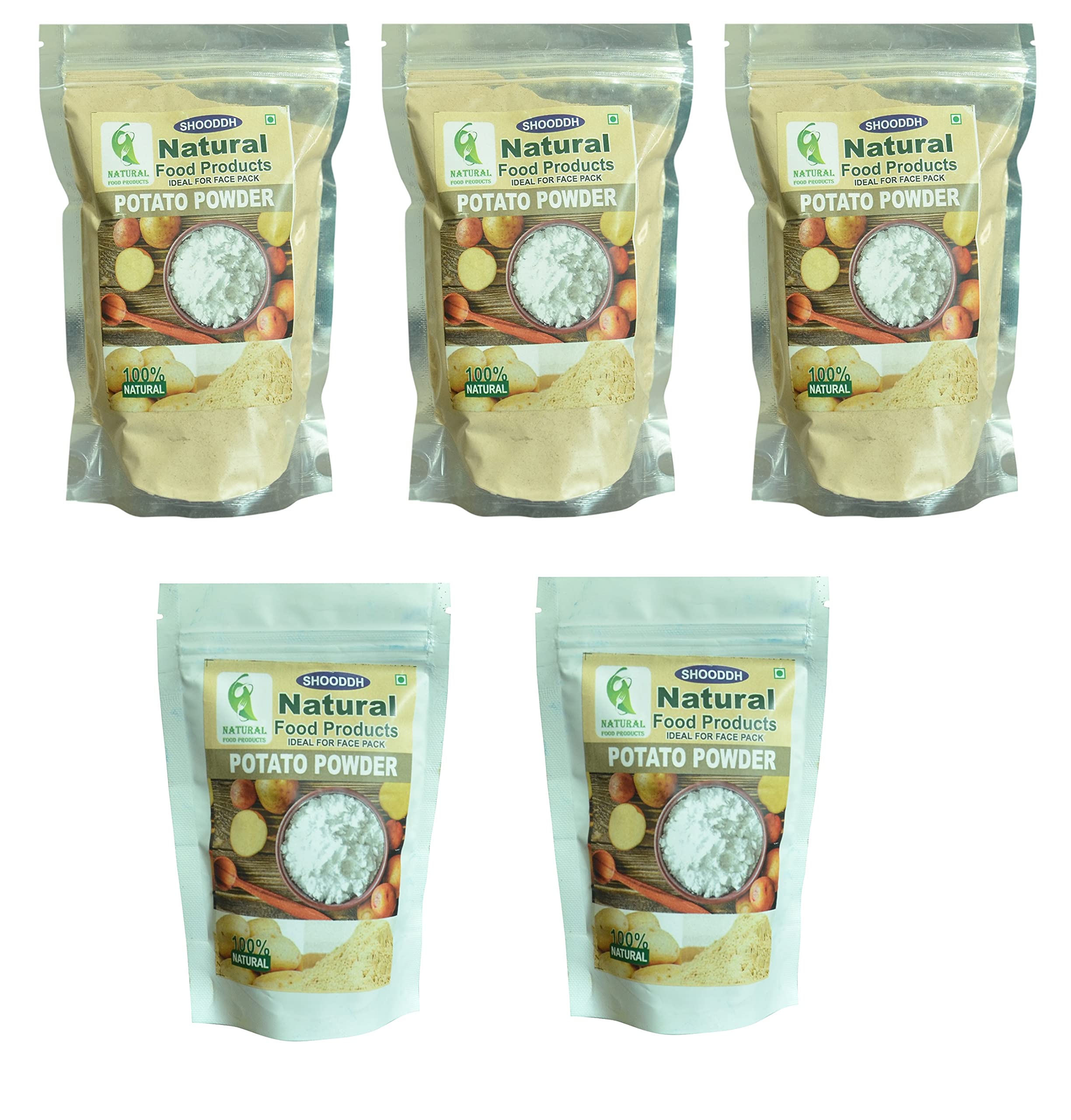 SHOODDH All Natural Potato Face Powder - 5 x 250g (Buy 3 Get 2 Free) | Organic Skin Brightening & Oil Control | Perfect for Daily Skincare & Makeup Base