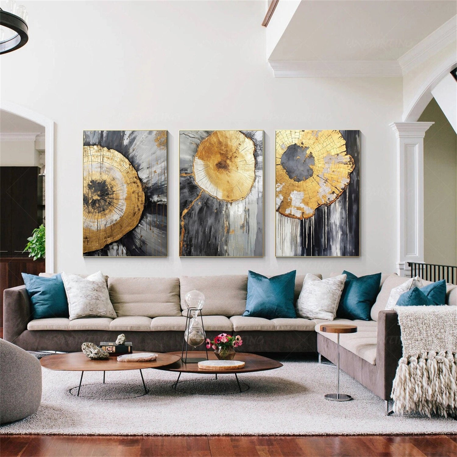 Abstract Painting Set of 3 - Modern Wall Art Canvas Prints for Living Room, Bedroom & Office Decor #AB207 | Perfect for Home Styling & Gift Giving