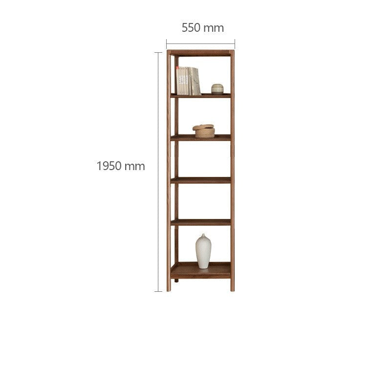 Solid Black Walnut & Ash Wood Bookshelf - Modern Bookcase with Display Cabinet & Wall Shelf for Living Room, Office & Library Storage