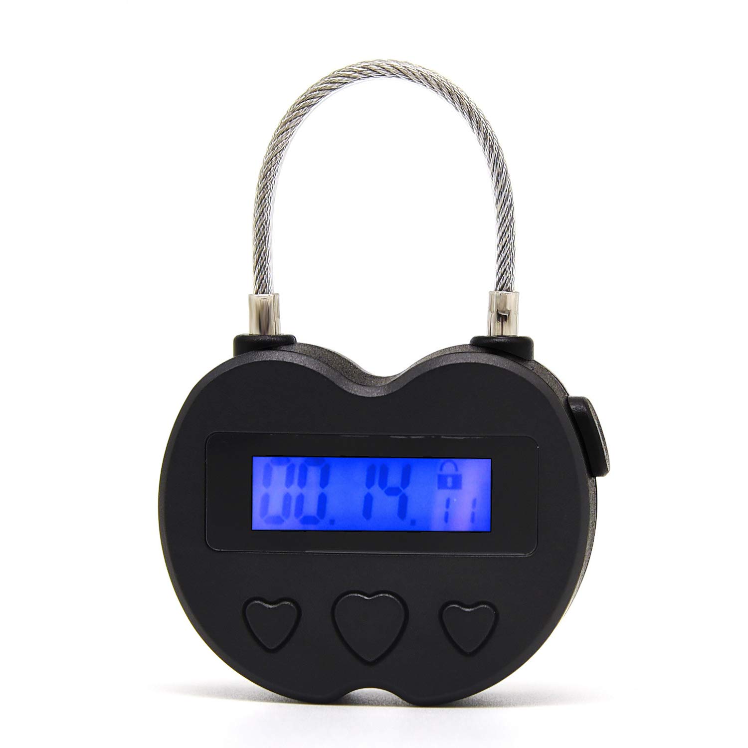 LCD Display Electronic Timer Lock - USB Rechargeable Time Padlock with Multiple Functions for Home, Office & Travel Security (Black) - Perfect for Lockers, Storage Boxes, Luggage & Gym Bags