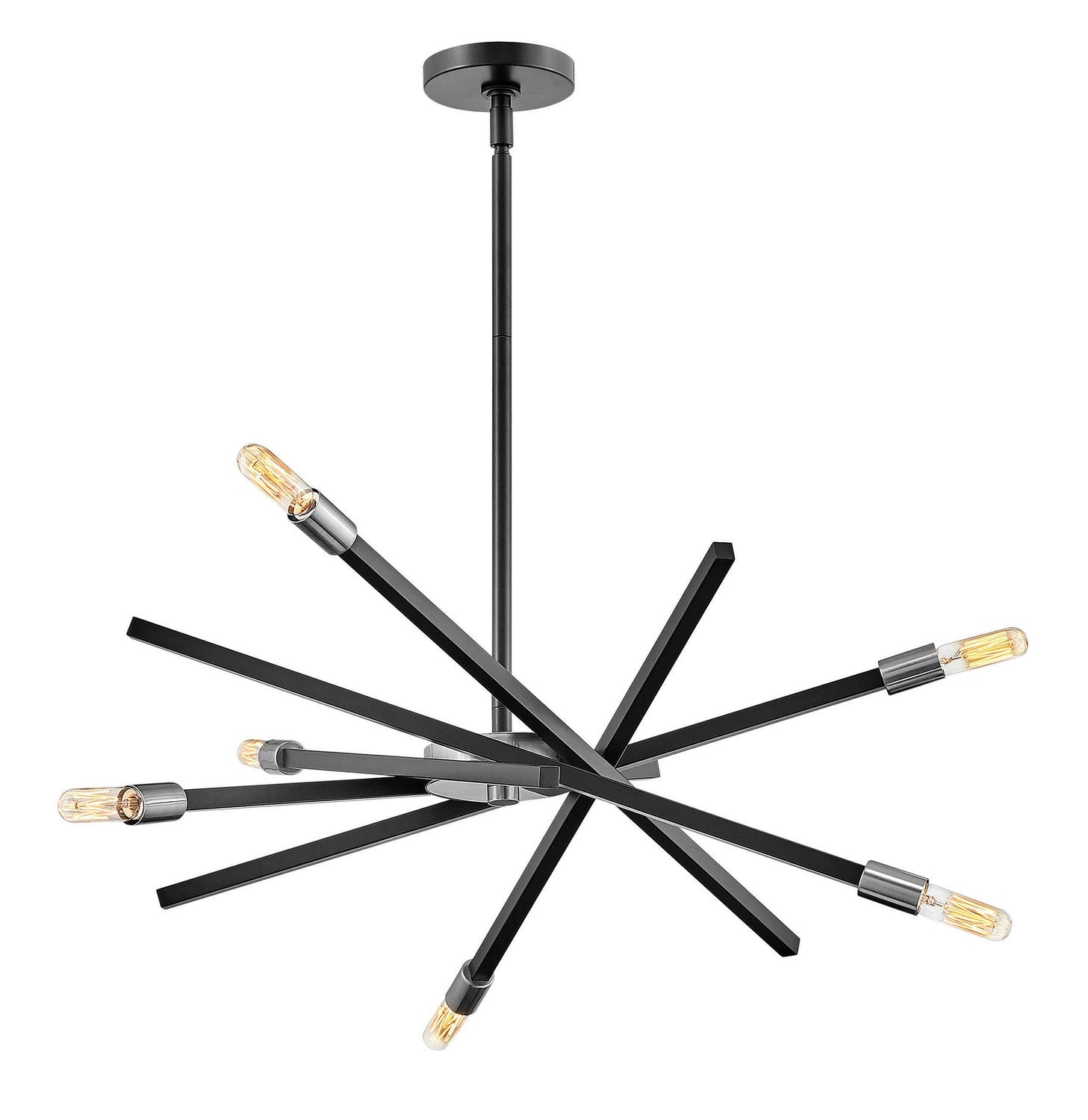 Archer LED Chandelier in Satin Black - Modern Crystal Ceiling Light Fixture for Dining Room, Bedroom & Living Room Lighting