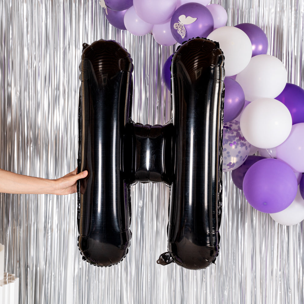 Black Mylar Letter H Balloon - 40 Inch Large Foil Alphabet Balloon for Birthday Party Decorations, Graduation, Baby Shower & Anniversary Celebrations
