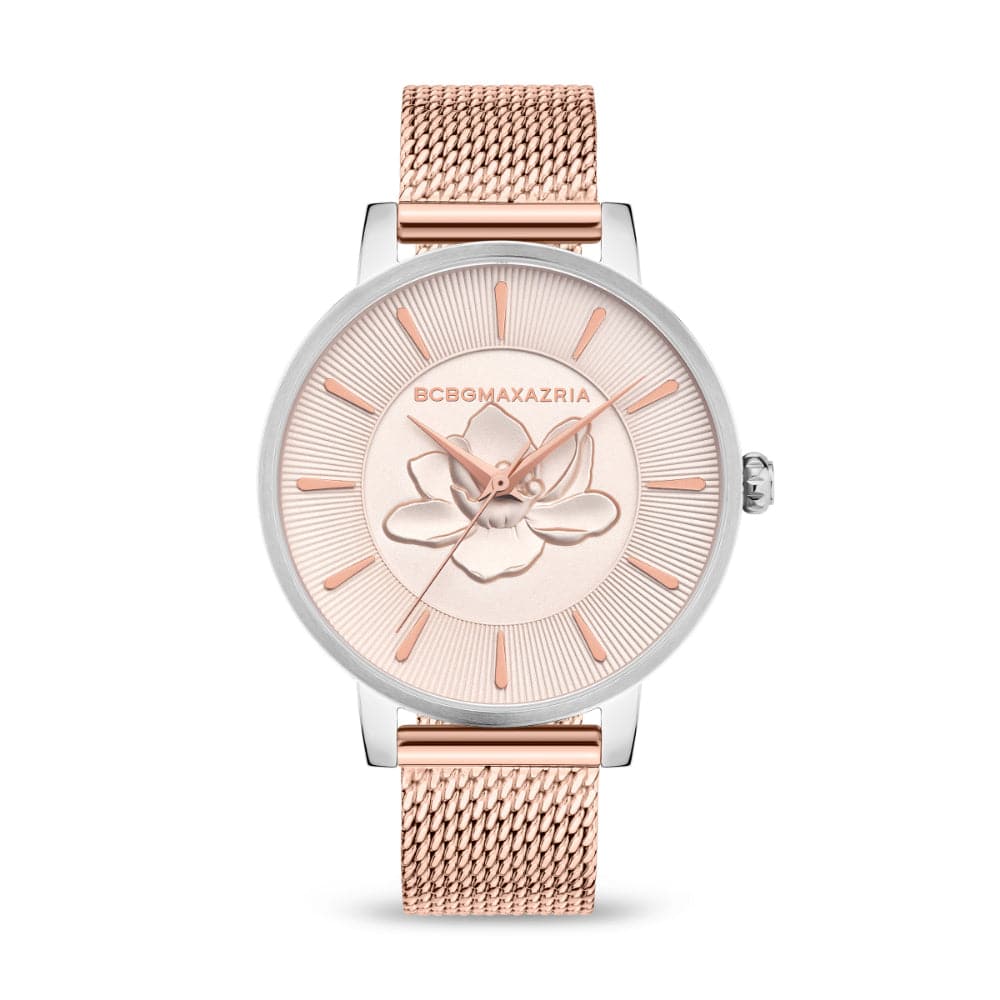 BCBGMAXAZRIA BAWLG2133104 Rose Gold Mesh Strap Women's Watch - Elegant & Stylish Timepiece for Work, Party & Everyday Wear
