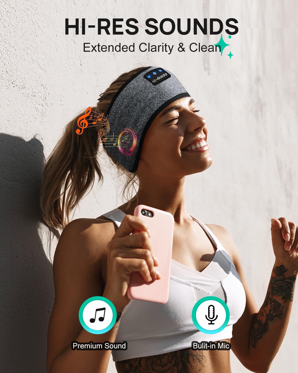LC-dolida Bluetooth Sleep Headband with HD Speakers - Wireless Headphones for Side Sleepers, Sports, Yoga & Travel - Comfortable & Breathable Design - Perfect Gift for Men, Women, Teens & Kids - Ideal for Nighttime Relaxation, Meditation & Airplane Travel